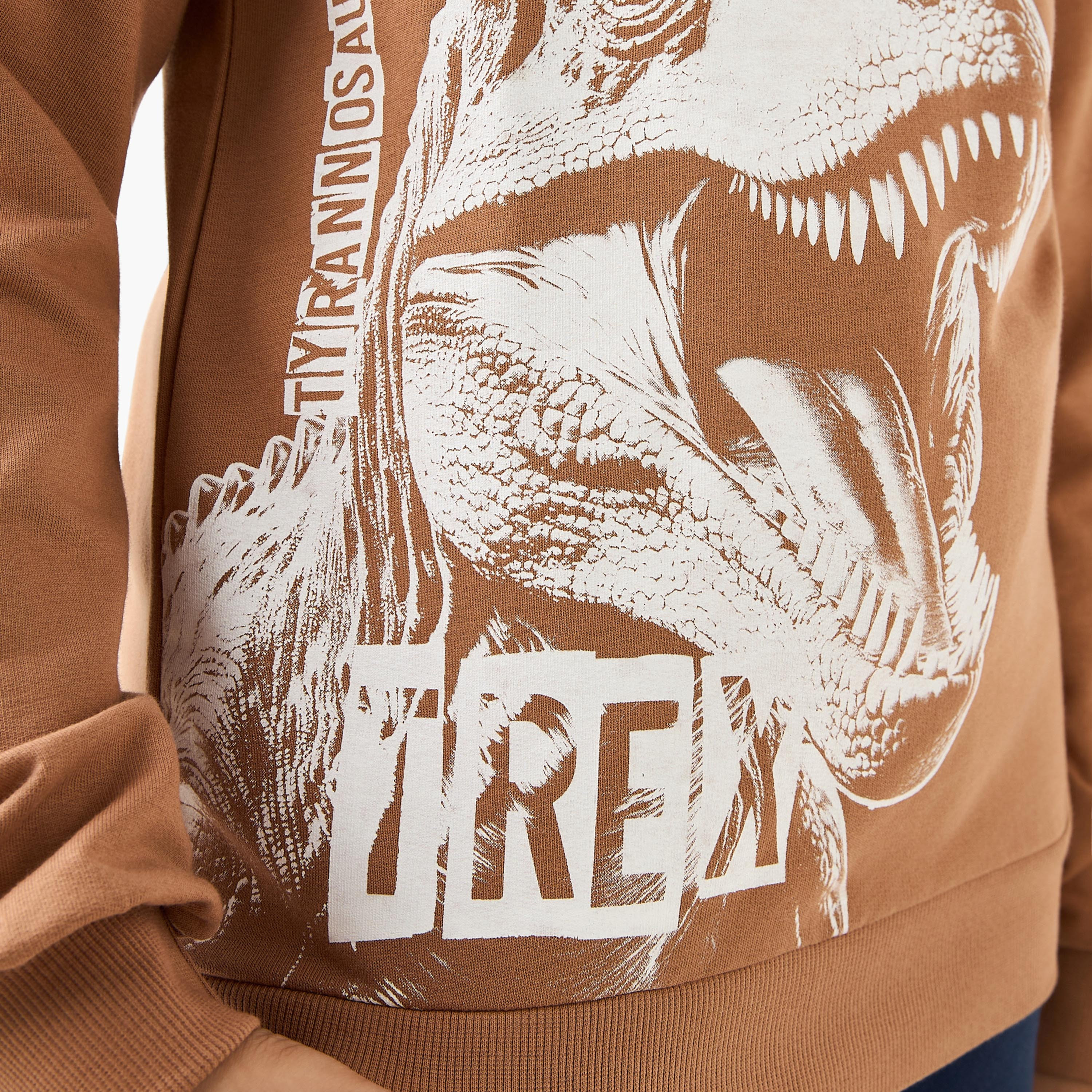 Juniors T-Rex Print Sweatshirt with Long Sleeves-boys-clothing-sweatshirts-image-5