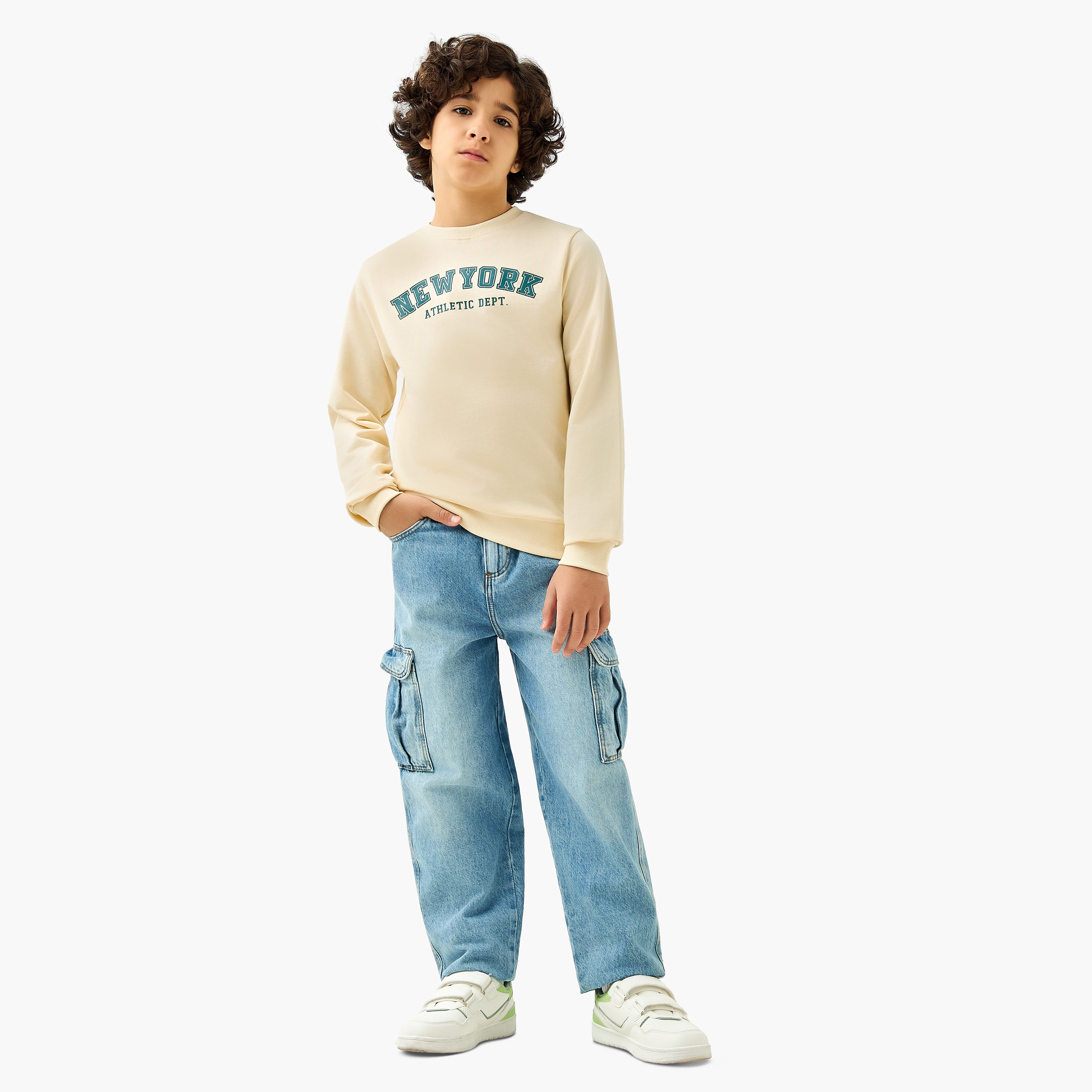 Juniors Varsity Print Sweatshirt with Long Sleeves-boys-clothing-sweatshirts-image-2