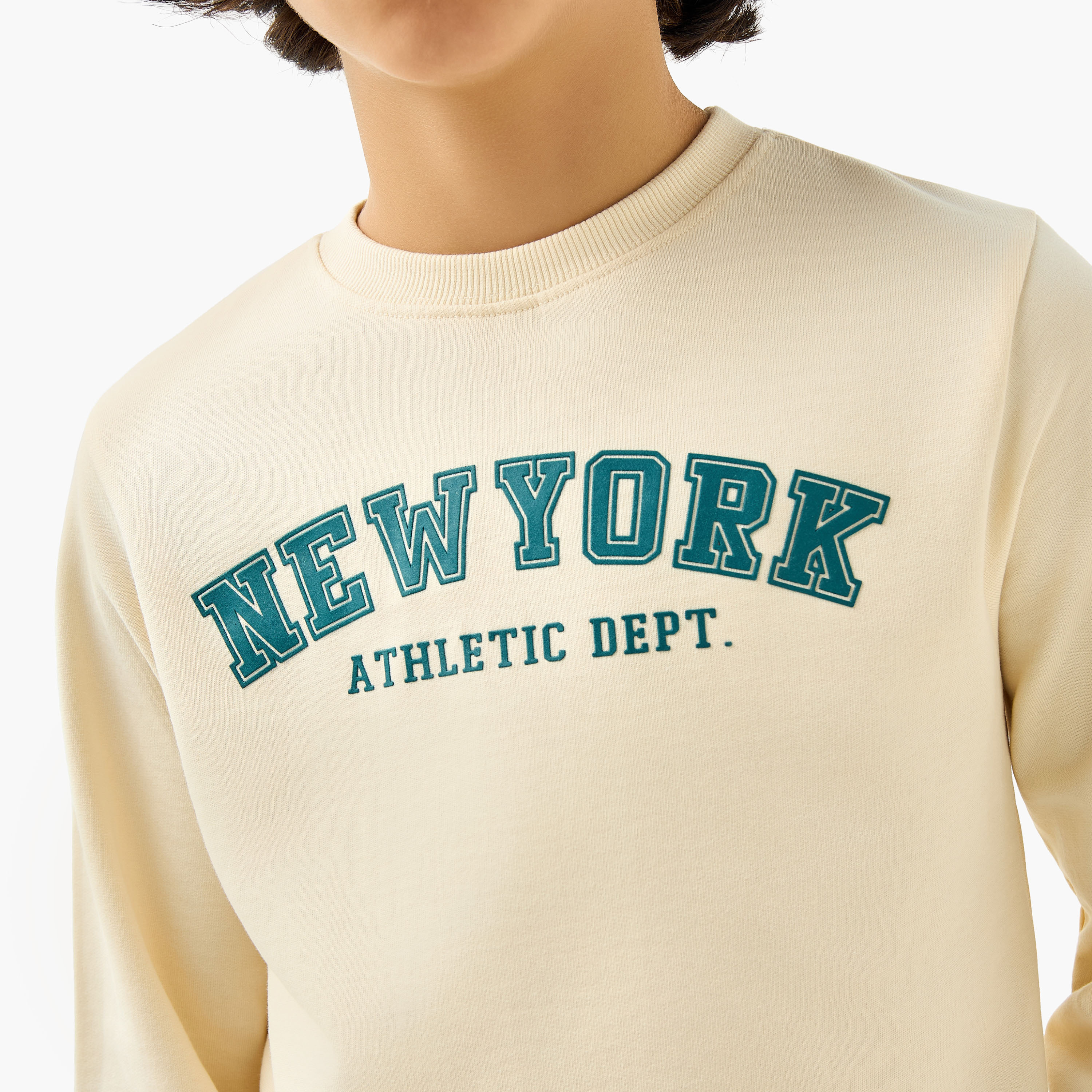 Juniors Varsity Print Sweatshirt with Long Sleeves-boys-clothing-sweatshirts-image-5
