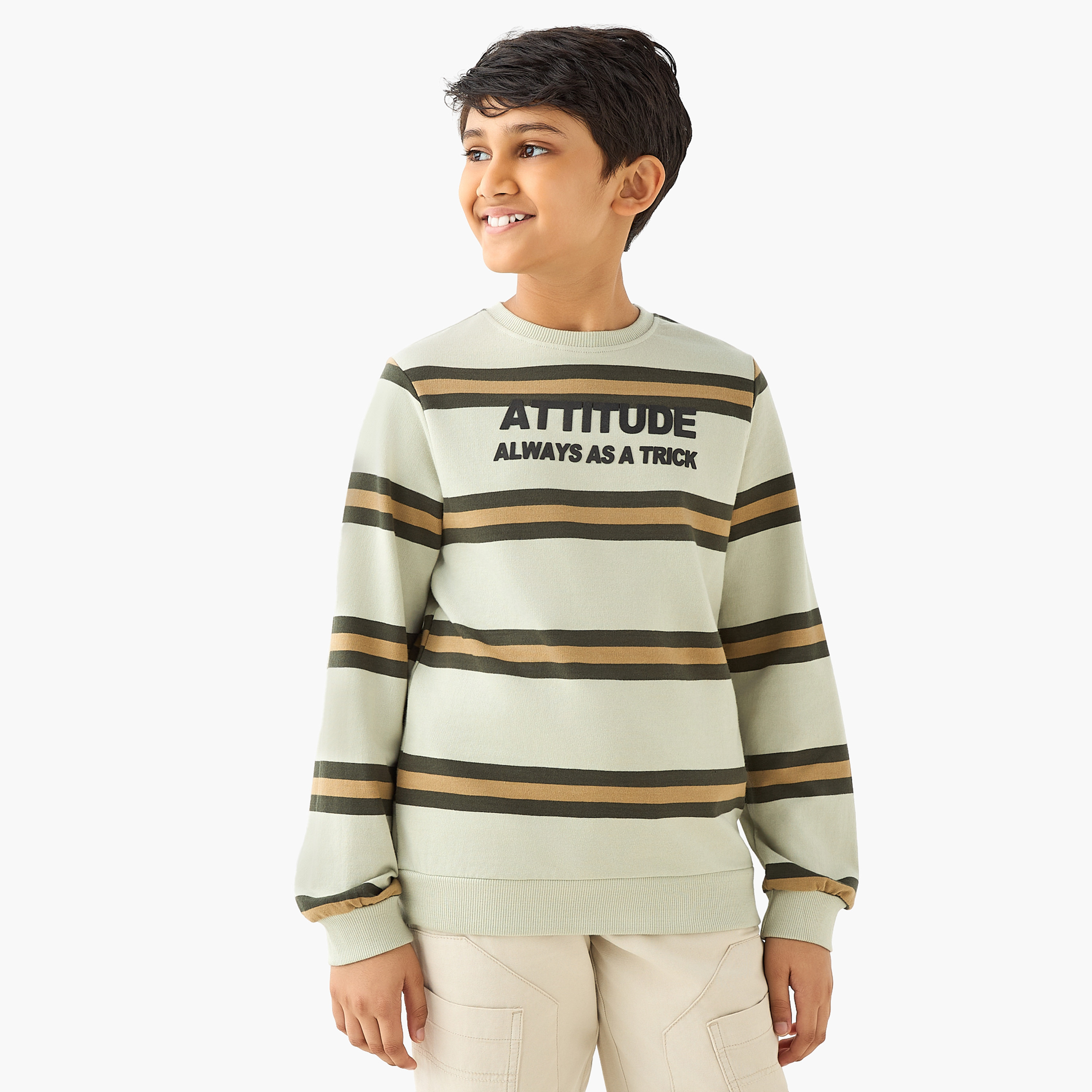 Juniors Slogan Print Sweatshirt with Long Sleeves-boys-clothing-sweatshirts-image-1