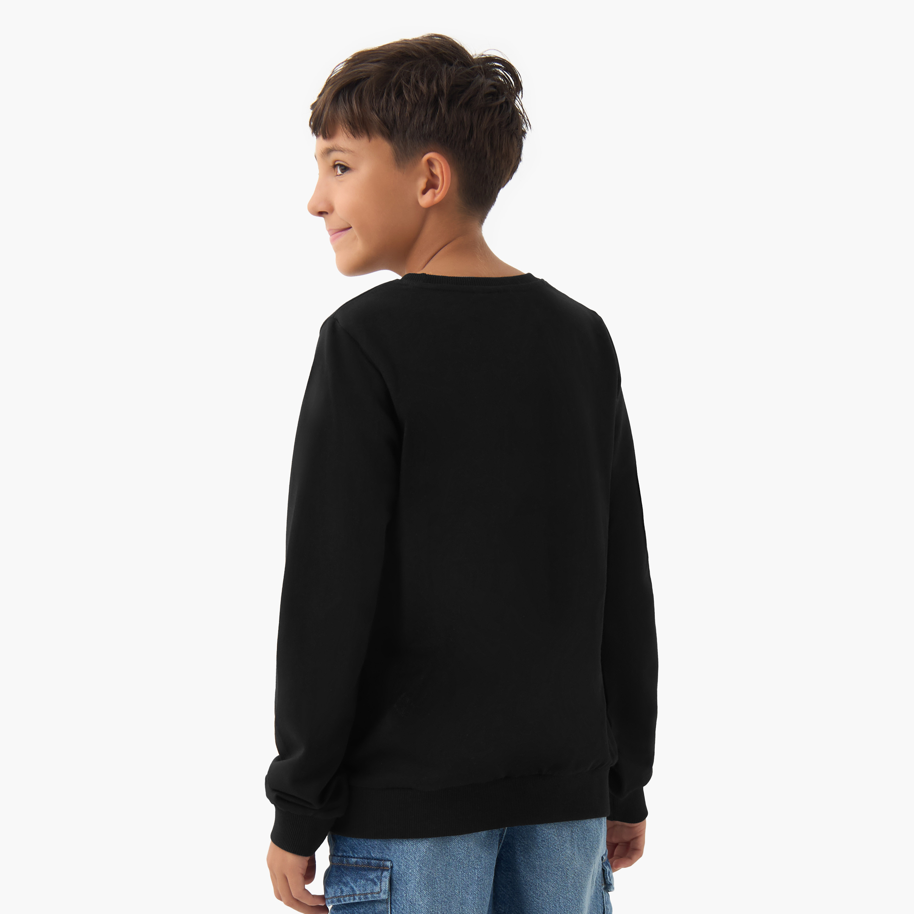 Juniors Graphic Print Sweatshirt with Long Sleeves-boys-clothing-sweatshirts-image-3