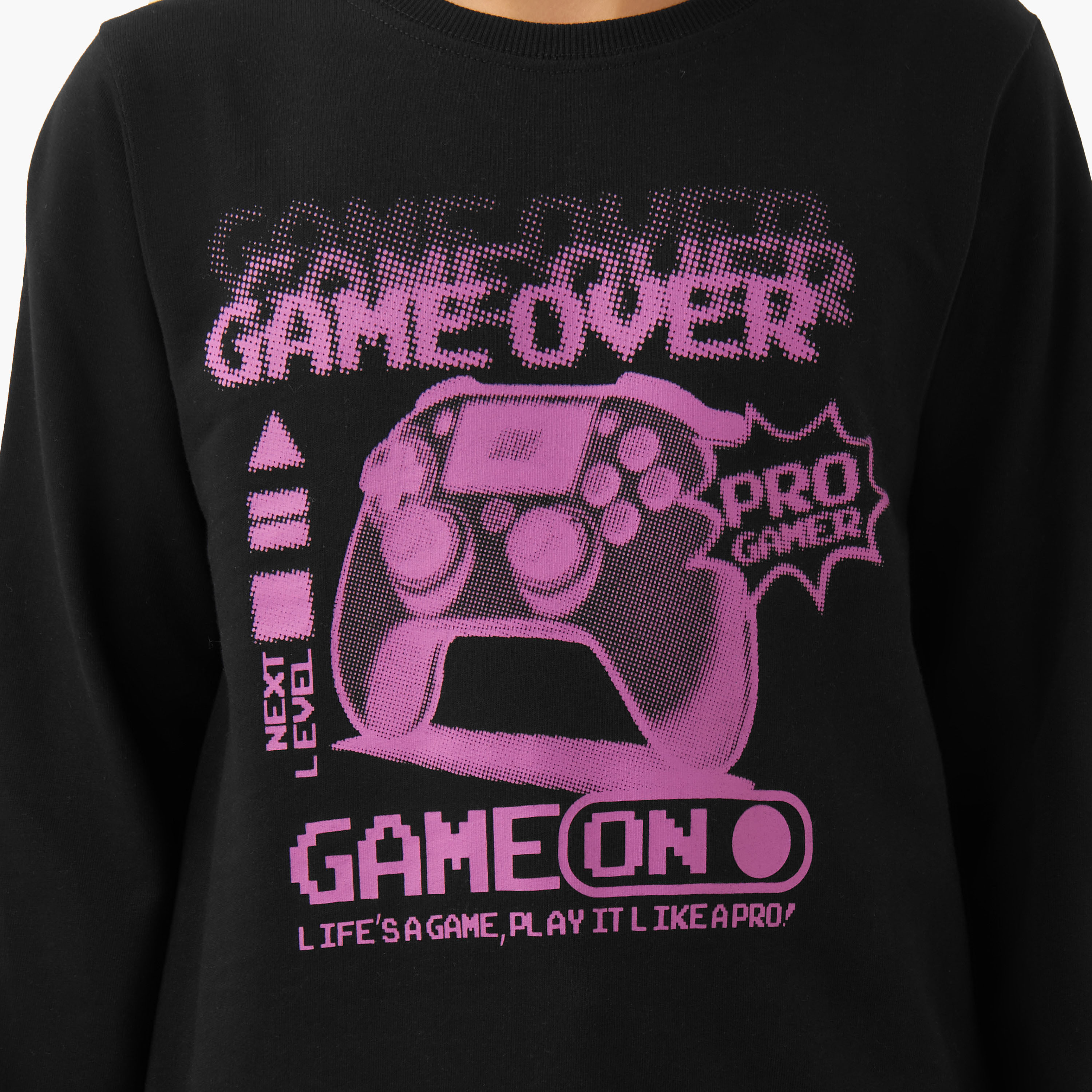 Juniors Graphic Print Sweatshirt with Long Sleeves-boys-clothing-sweatshirts-image-5