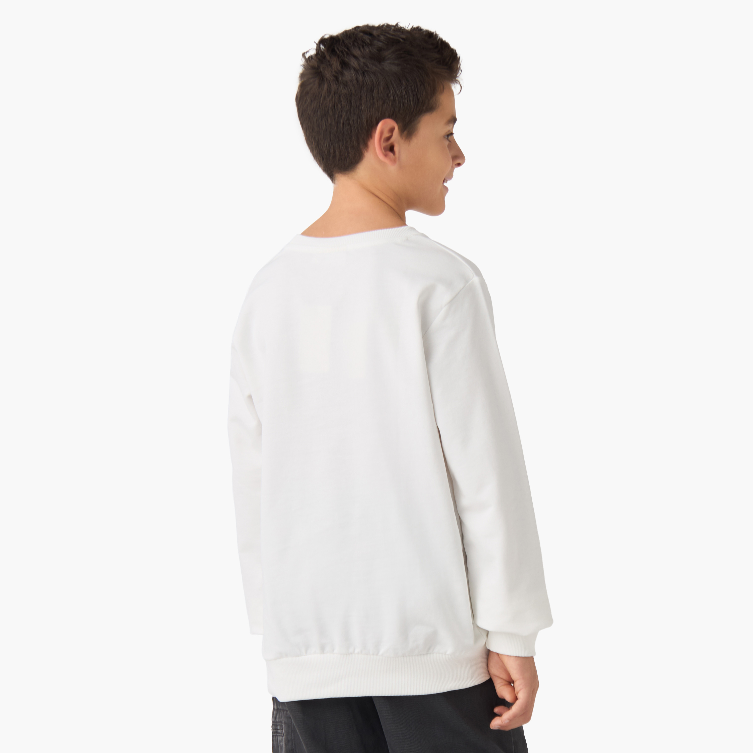 Juniors Graphiti Print Sweatshirt with Long Sleeves-boys-clothing-sweatshirts-image-3