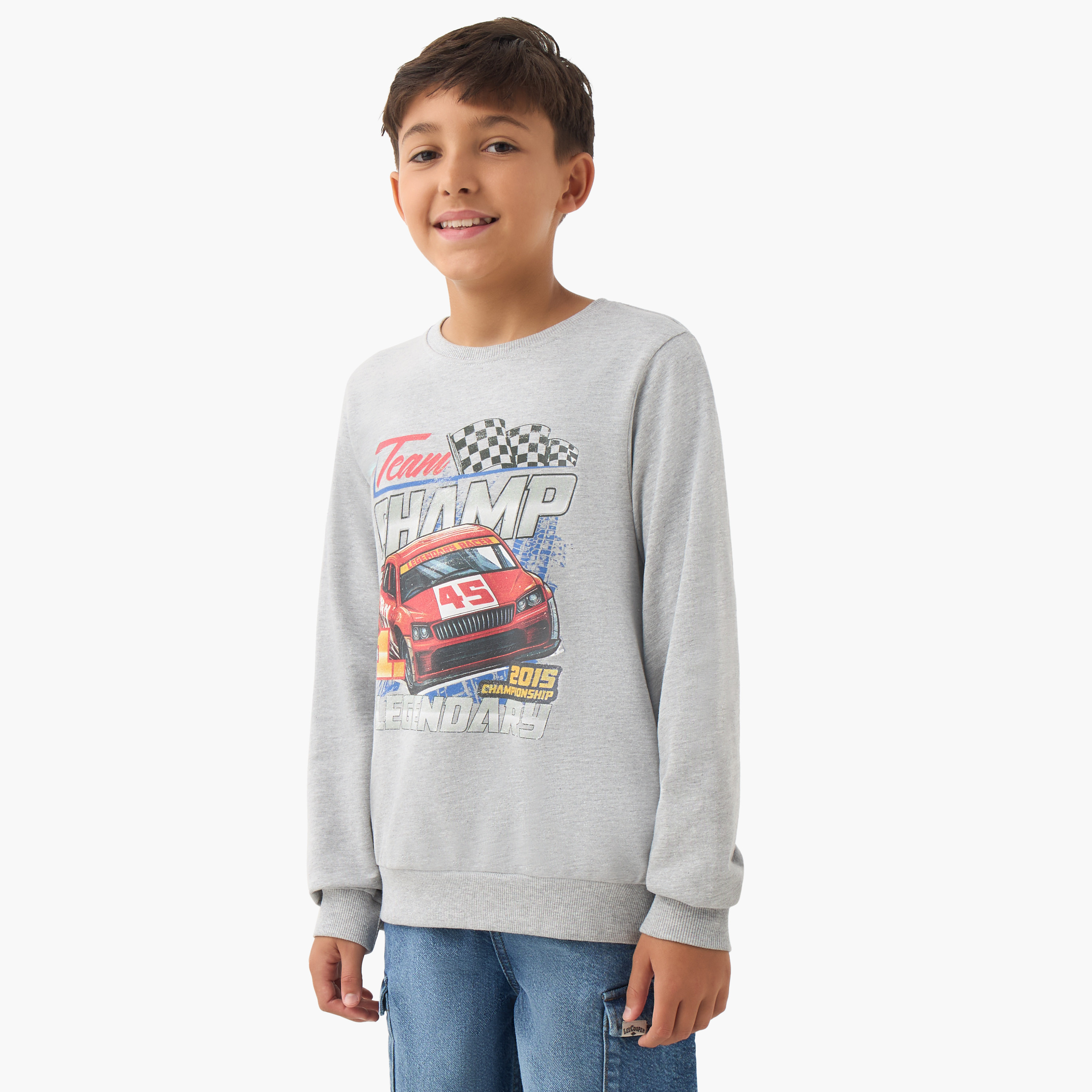 Juniors Graphic Print Sweatshirt with Long Sleeves-boys-clothing-sweatshirts-image-1