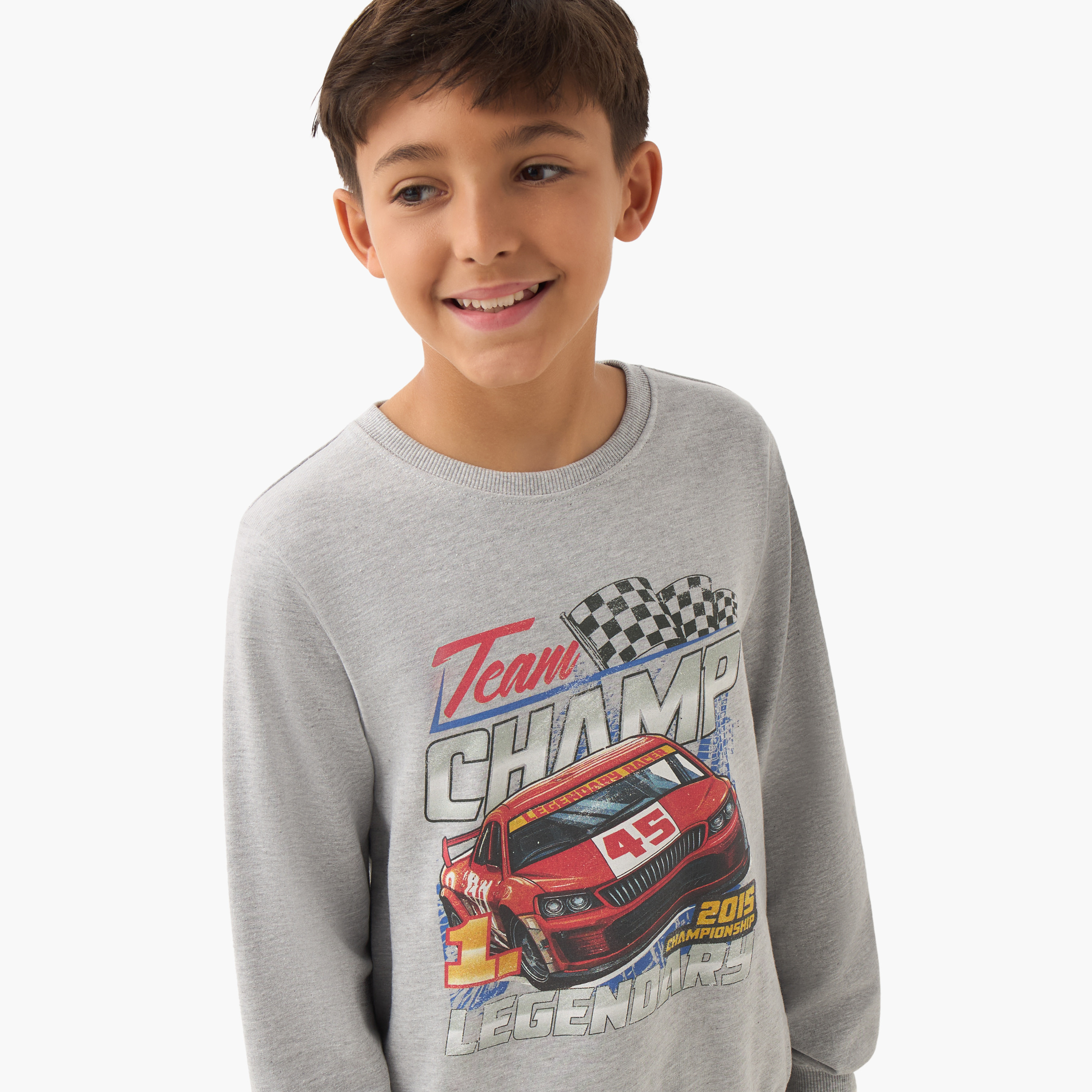 Juniors Graphic Print Sweatshirt with Long Sleeves-boys-clothing-sweatshirts-image-4
