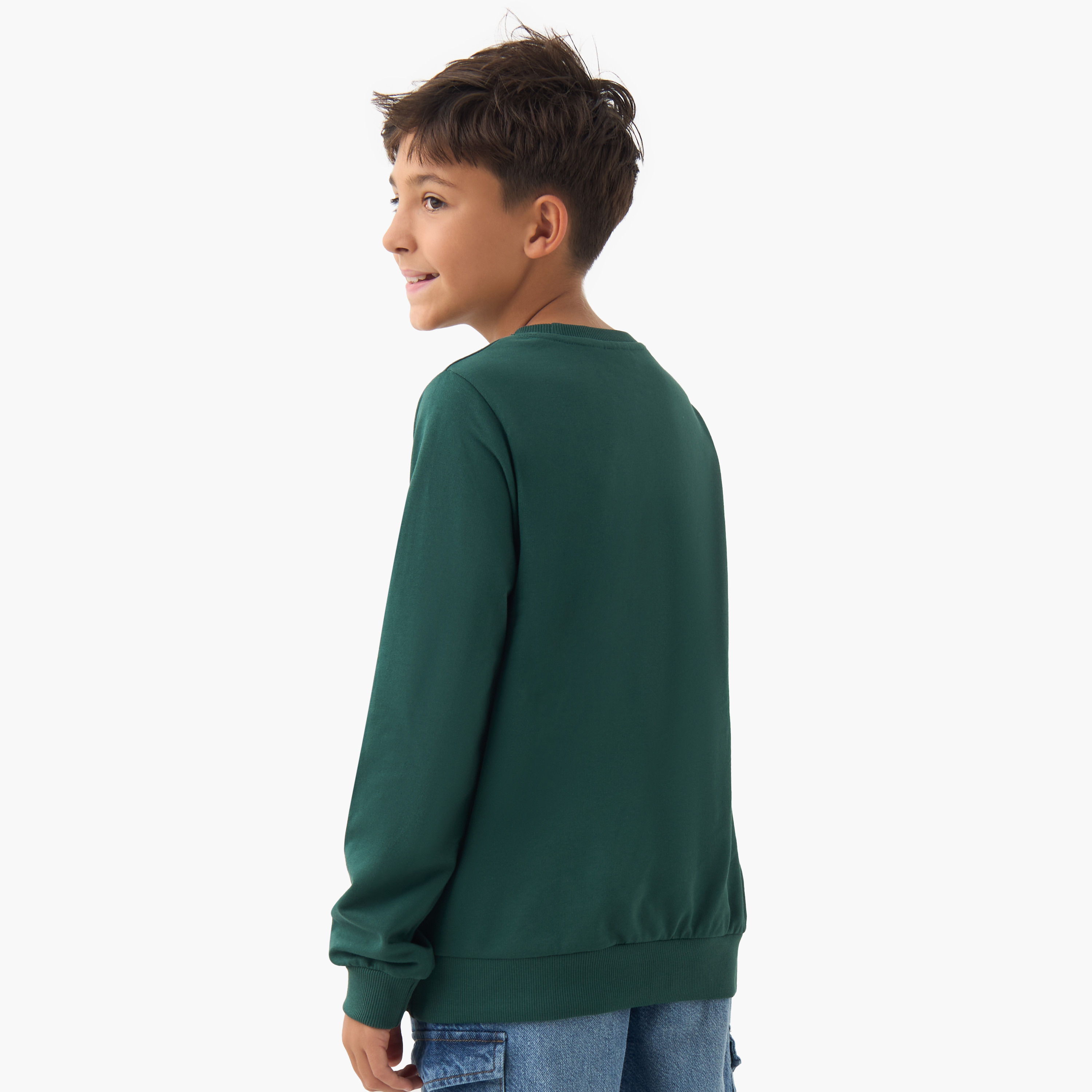 Juniors Graphic Print Sweatshirt with Long Sleeves-boys-clothing-sweatshirts-image-3
