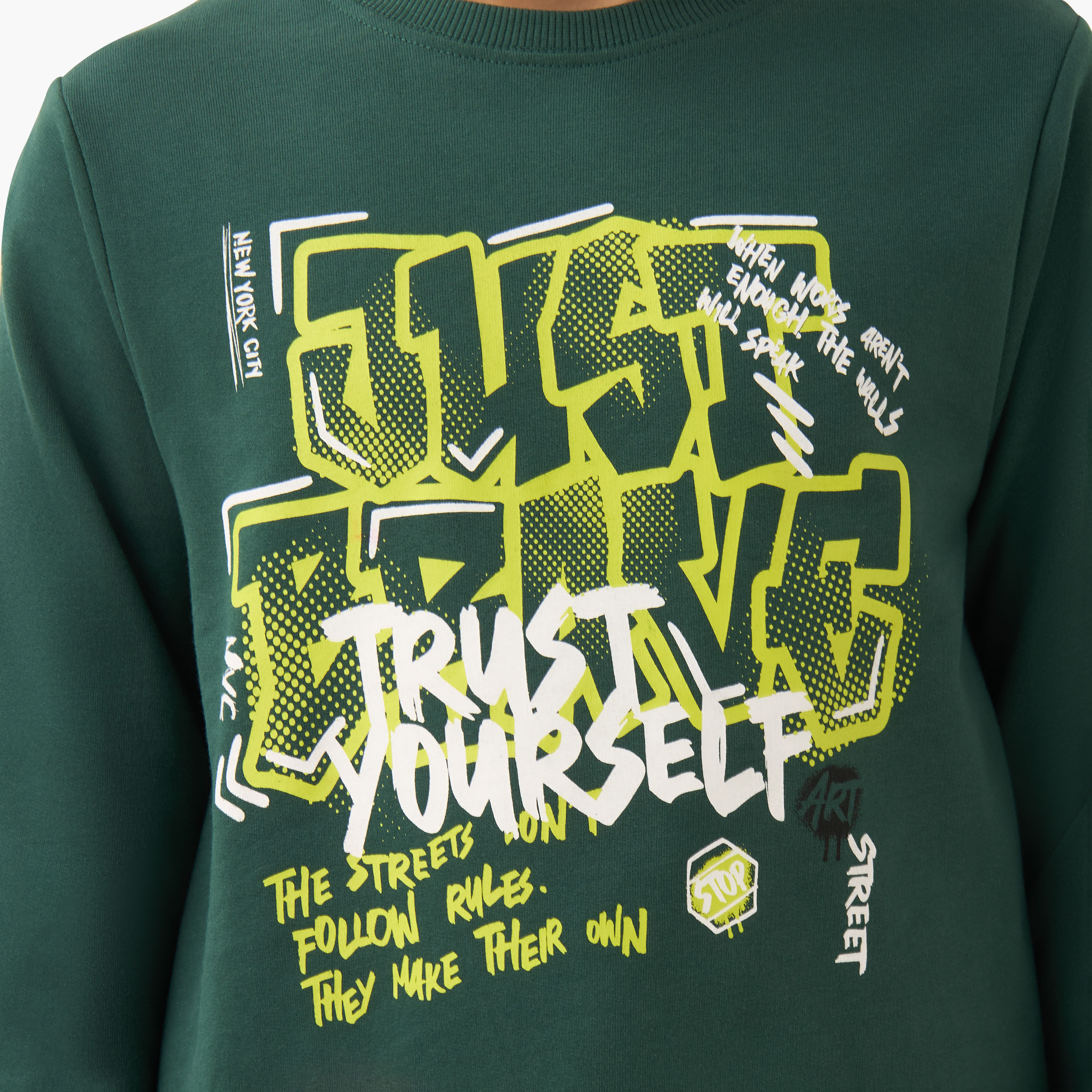Juniors Graphic Print Sweatshirt with Long Sleeves-boys-clothing-sweatshirts-image-5