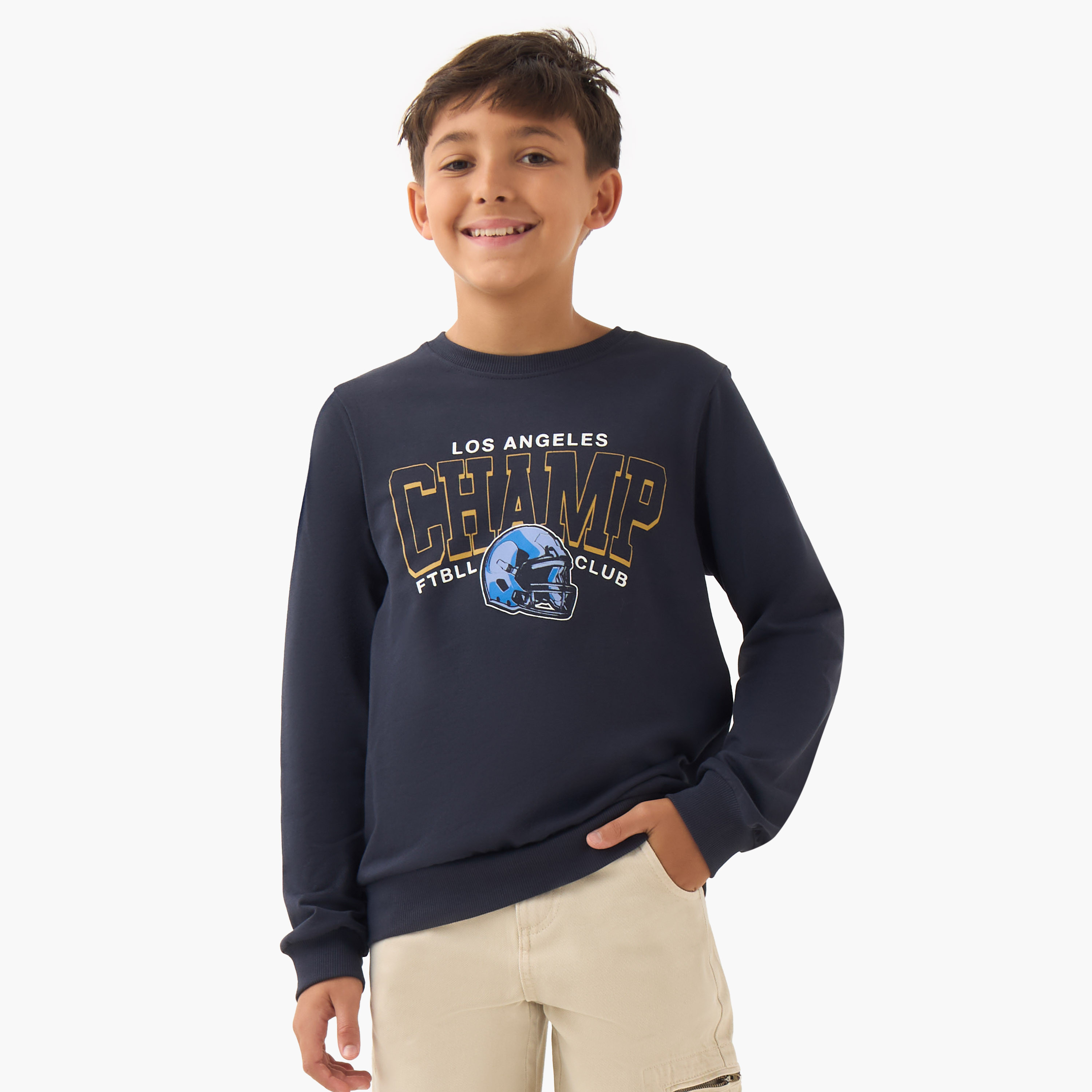 Juniors Printed Sweatshirt with Long Sleeves-boys-clothing-sweatshirts-image-1