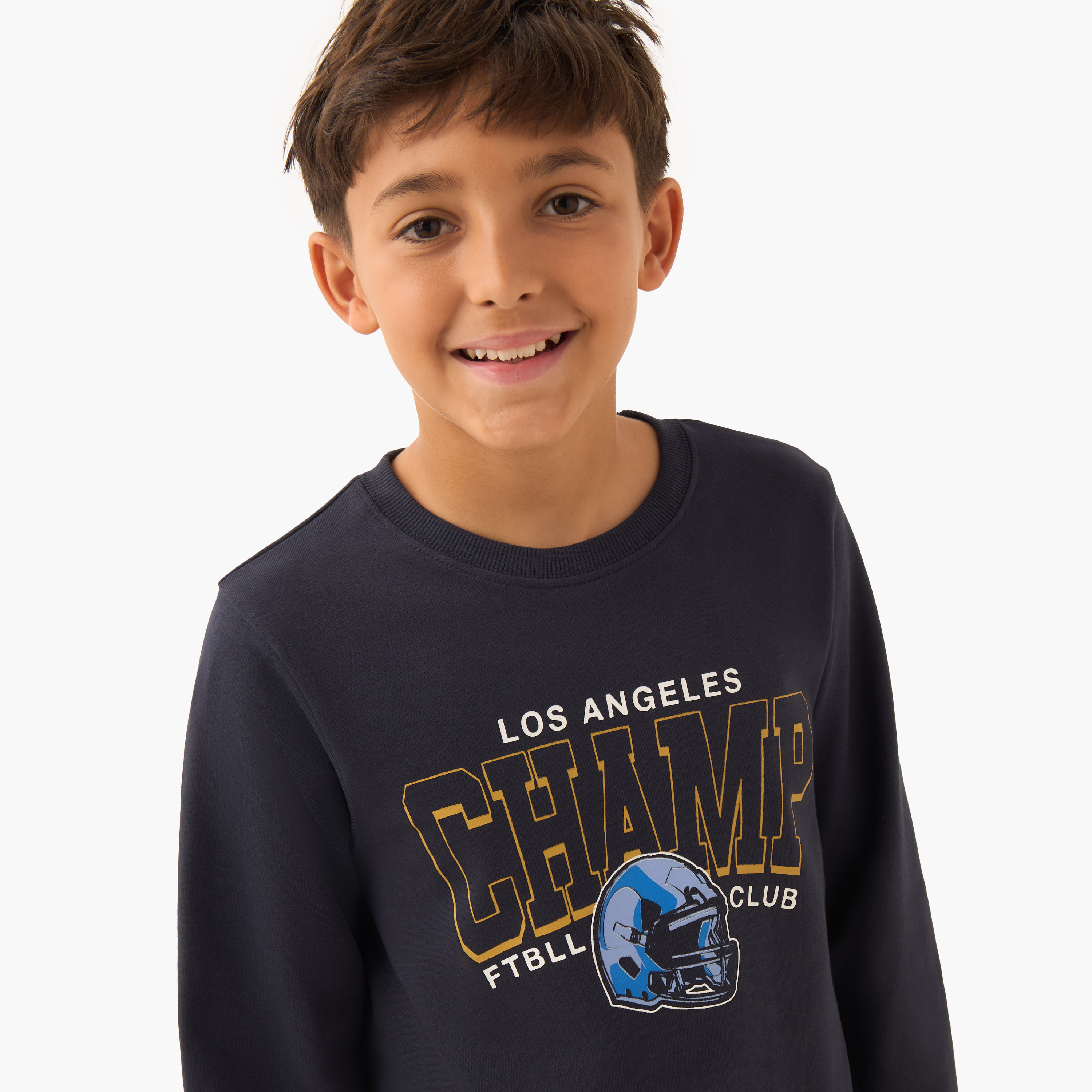 Juniors Printed Sweatshirt with Long Sleeves-boys-clothing-sweatshirts-image-4