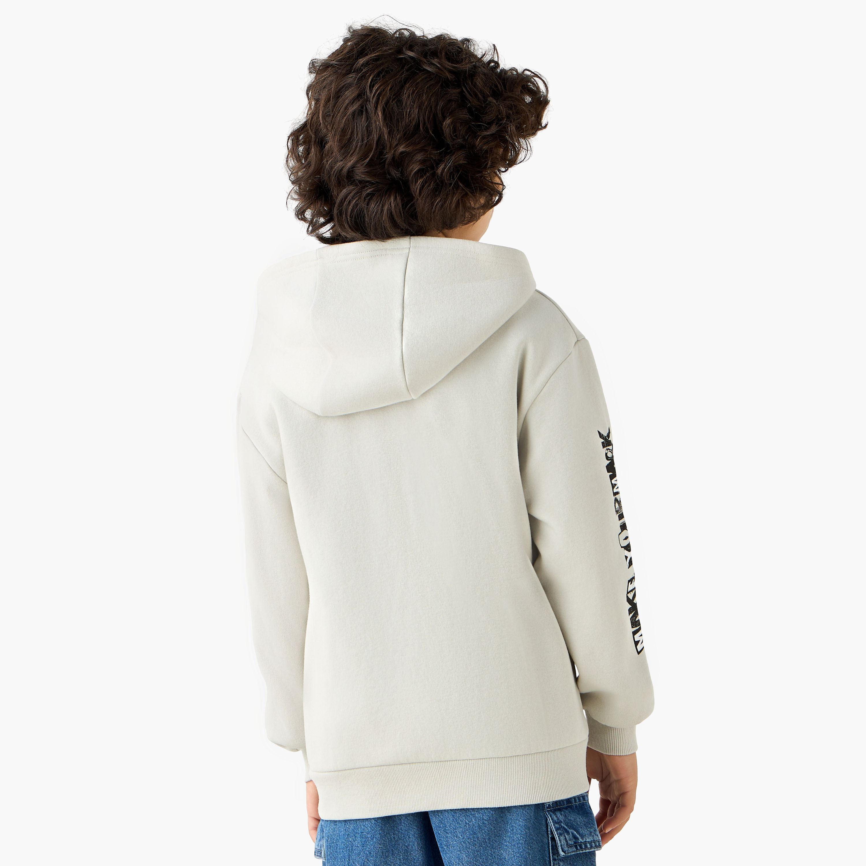 Juniors Slogan Print Hooded Sweatshirt with Long Sleeves-boys-clothing-jacketsandcoats-image-3