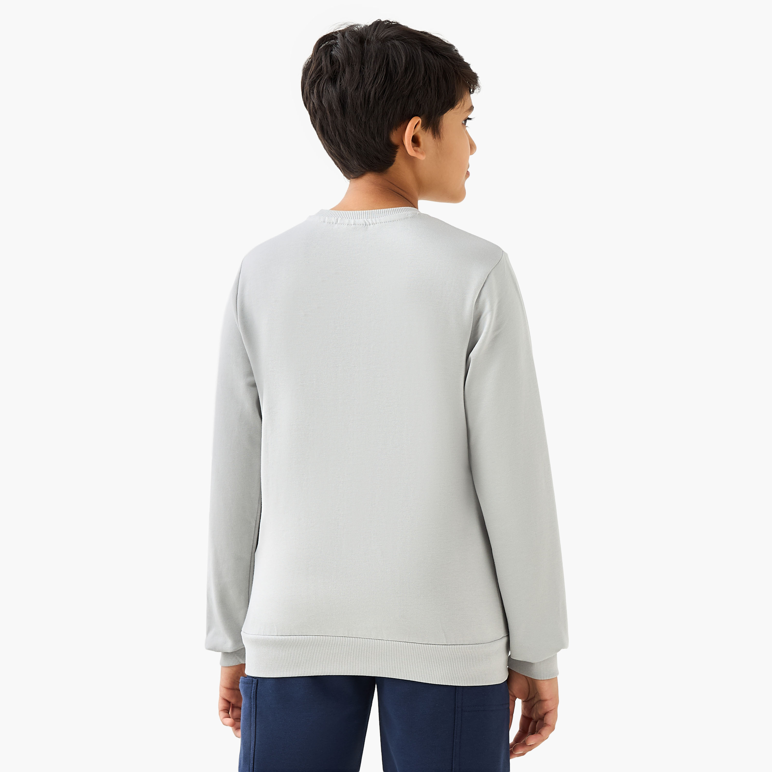 Juniors T-Rex Print Sweatshirt with Long Sleeves-boys-clothing-sweatshirts-image-3