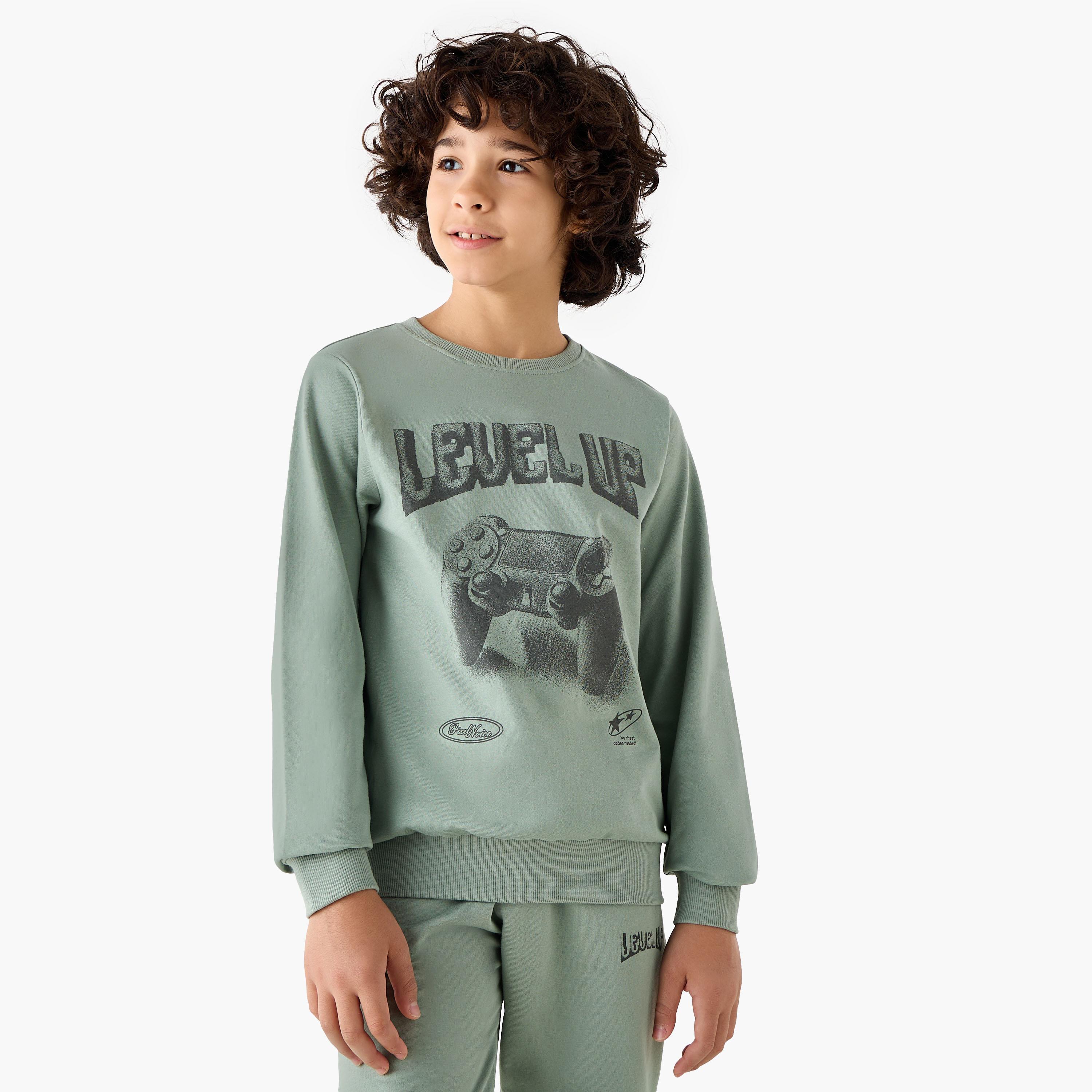 Juniors Crew Neck Sweatshirt with Game Print-boys-clothing-sweatshirts-image-1