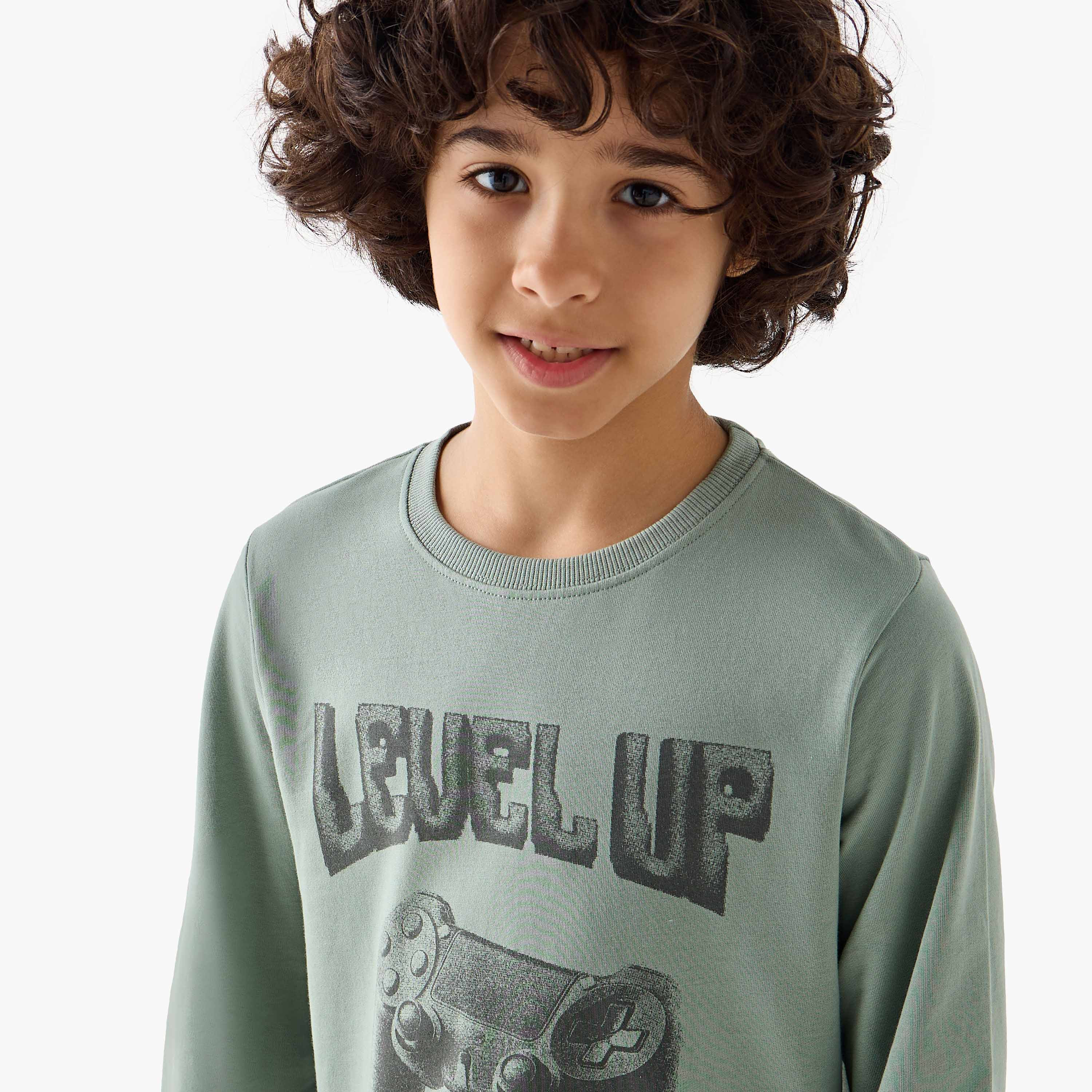 Juniors Crew Neck Sweatshirt with Game Print-boys-clothing-sweatshirts-image-4