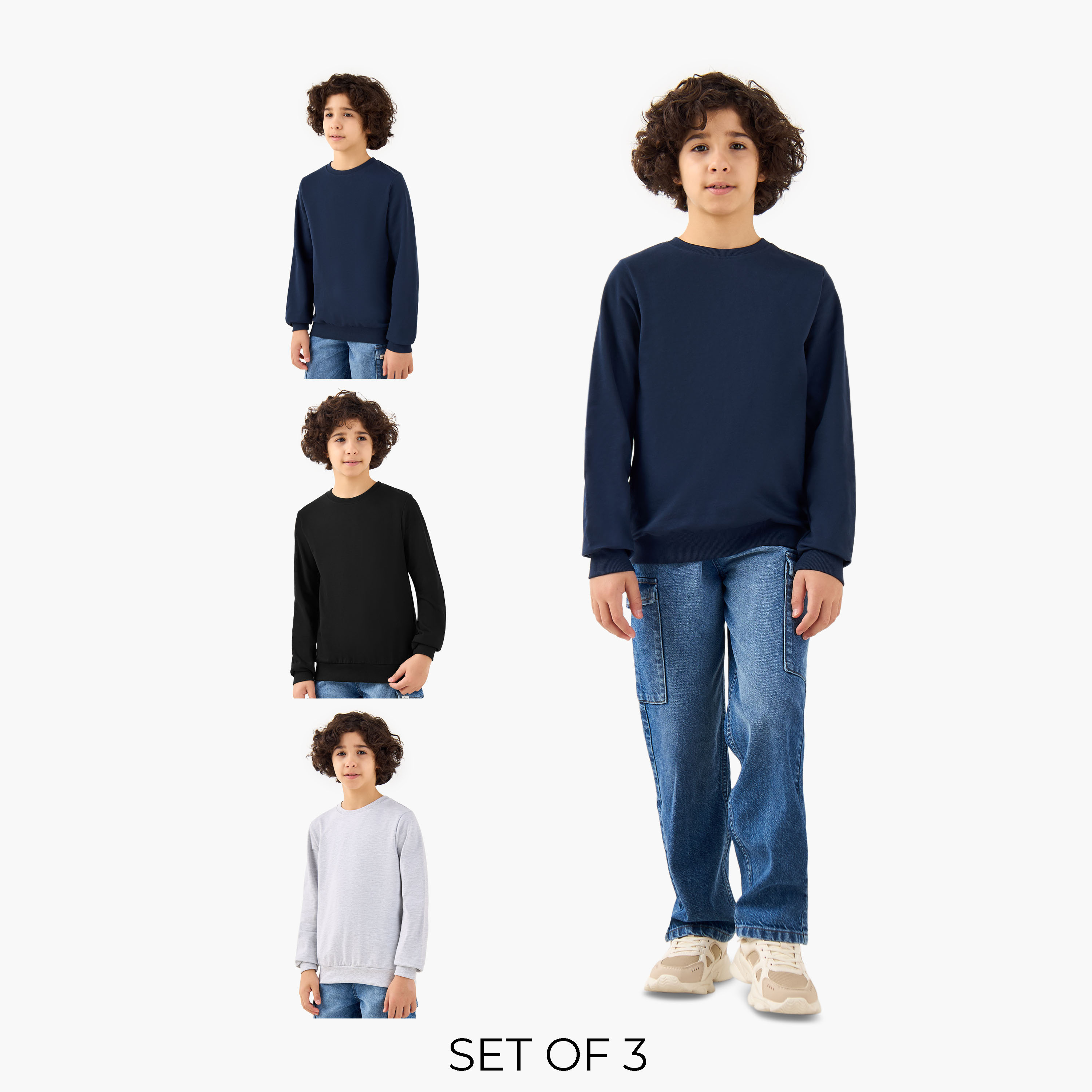 سويت شيرت سادة بأكمام طويلة للأولاد من جونيورز - طقم من 3 قطع-boys-clothing-sweatshirts-image-8