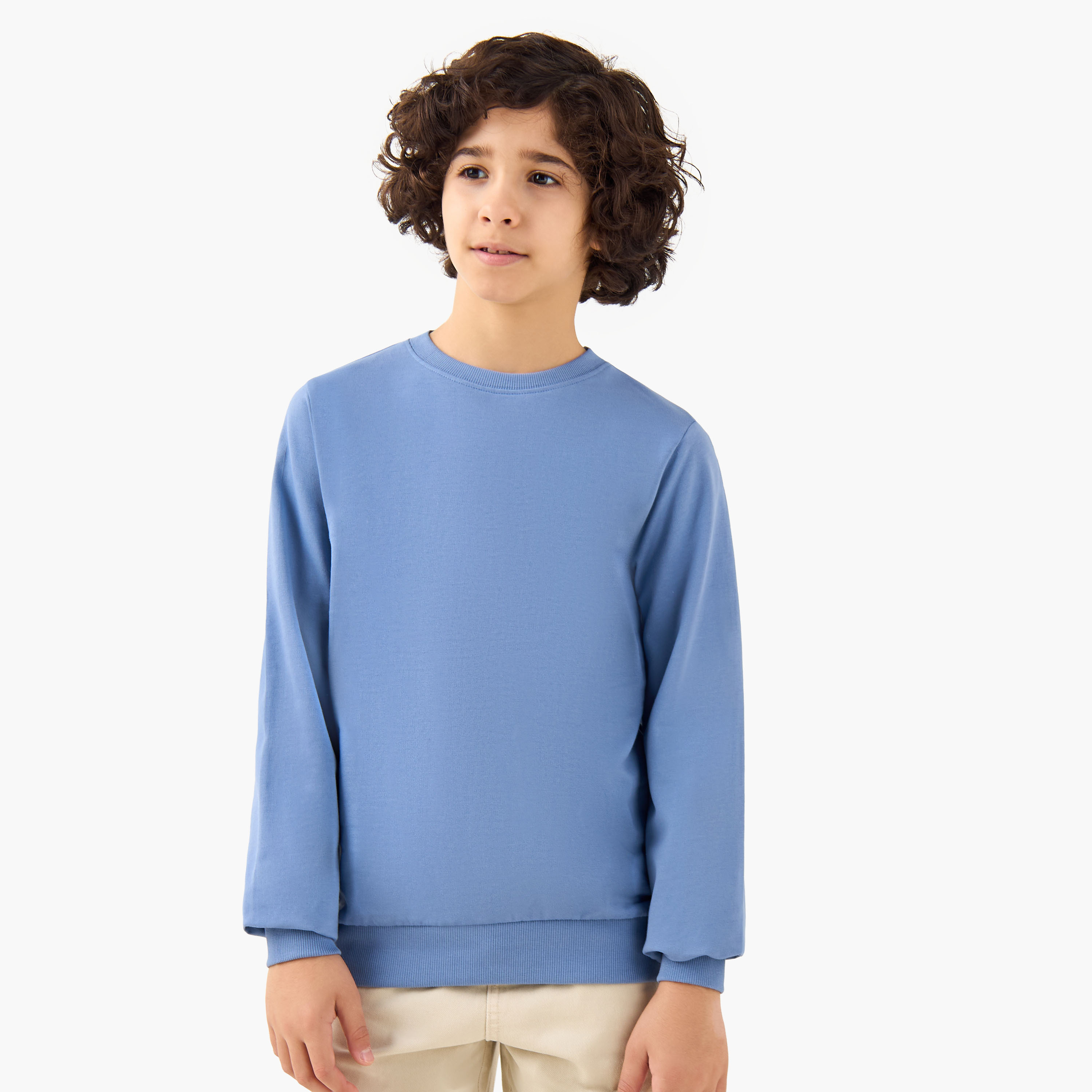 Juniors Solid Sweatshirt with Long Sleeves - Set of 3-boys-clothing-sweatshirts-image-2