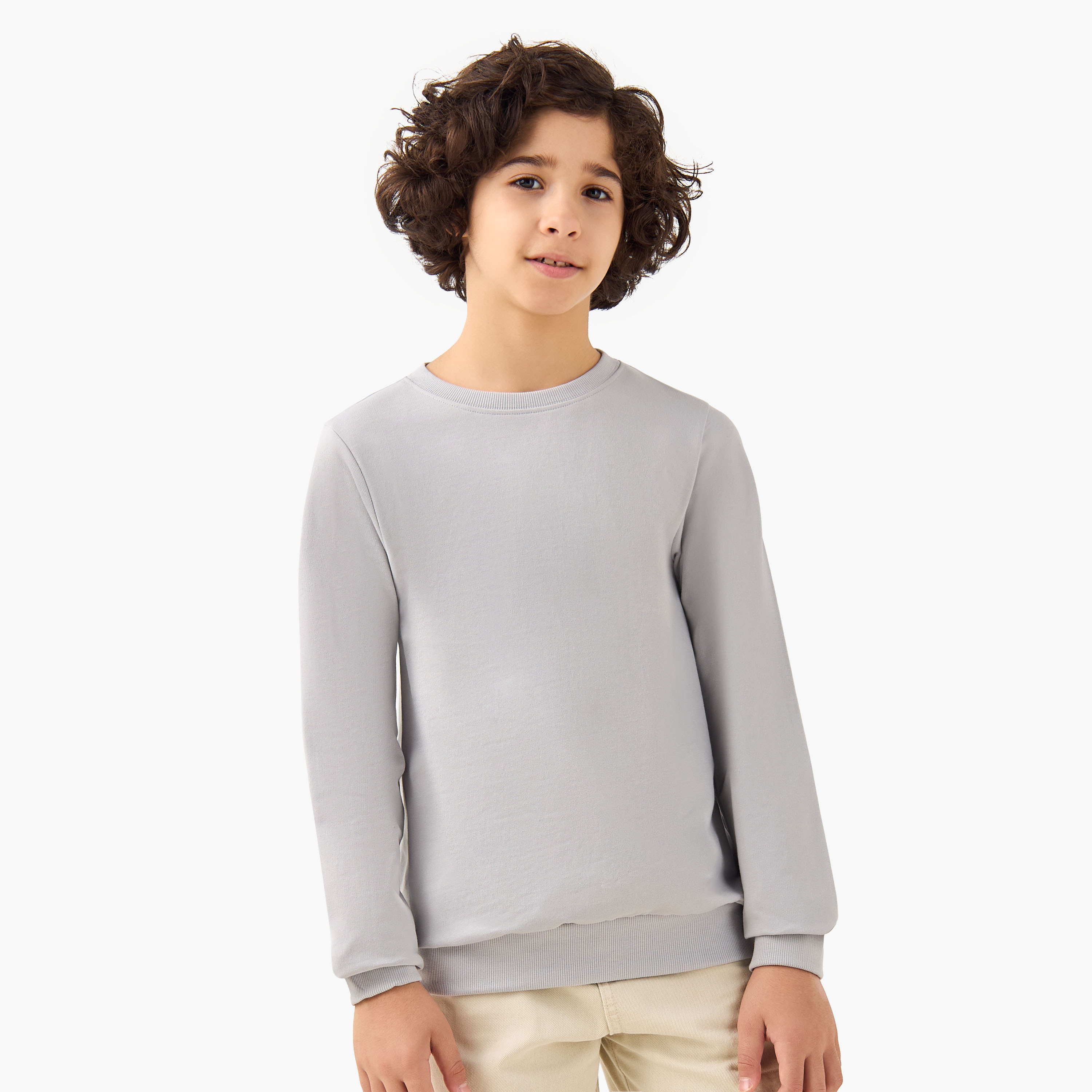 Juniors Solid Sweatshirt with Long Sleeves - Set of 3-boys-clothing-sweatshirts-image-3