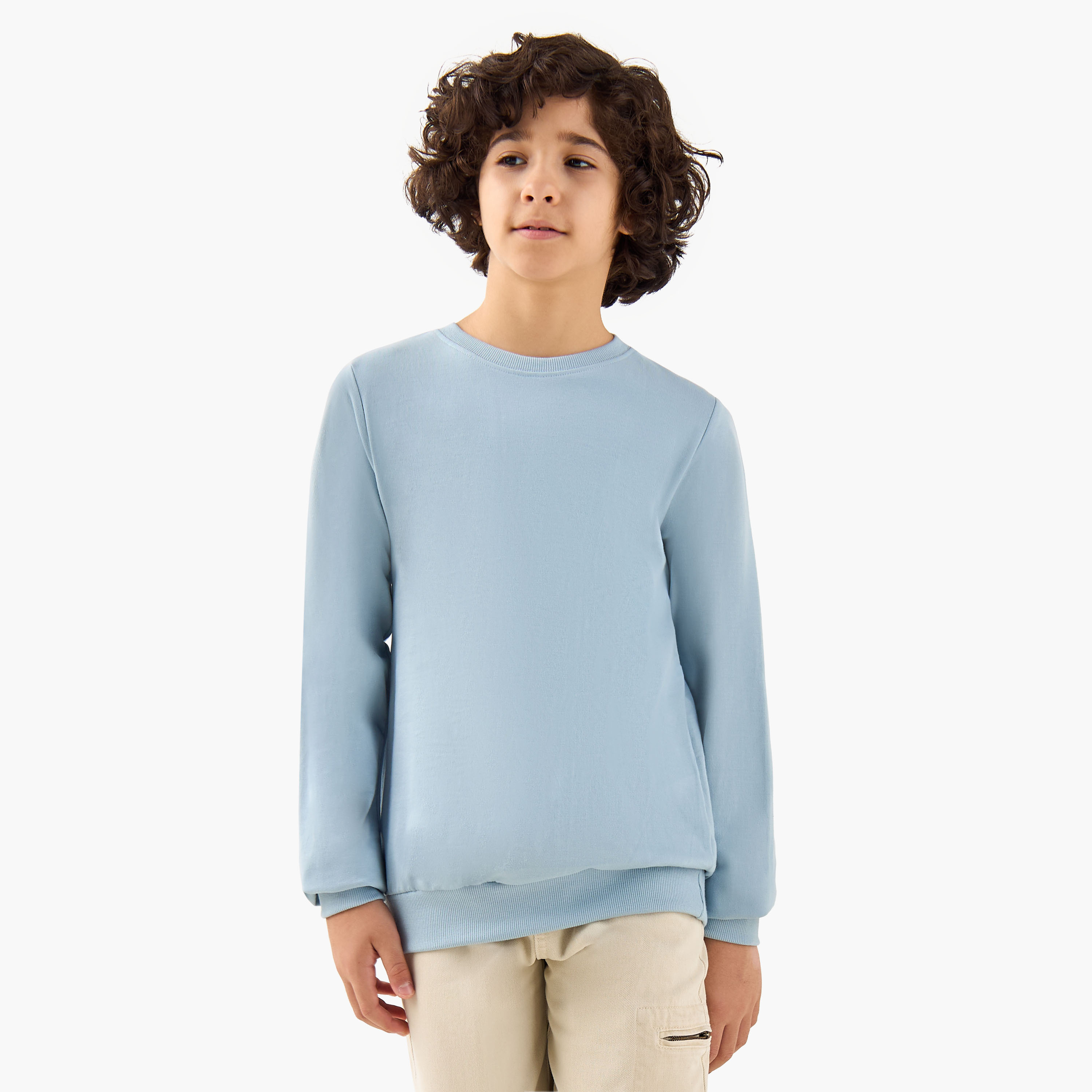 Juniors Solid Sweatshirt with Long Sleeves - Set of 3-boys-clothing-sweatshirts-image-4