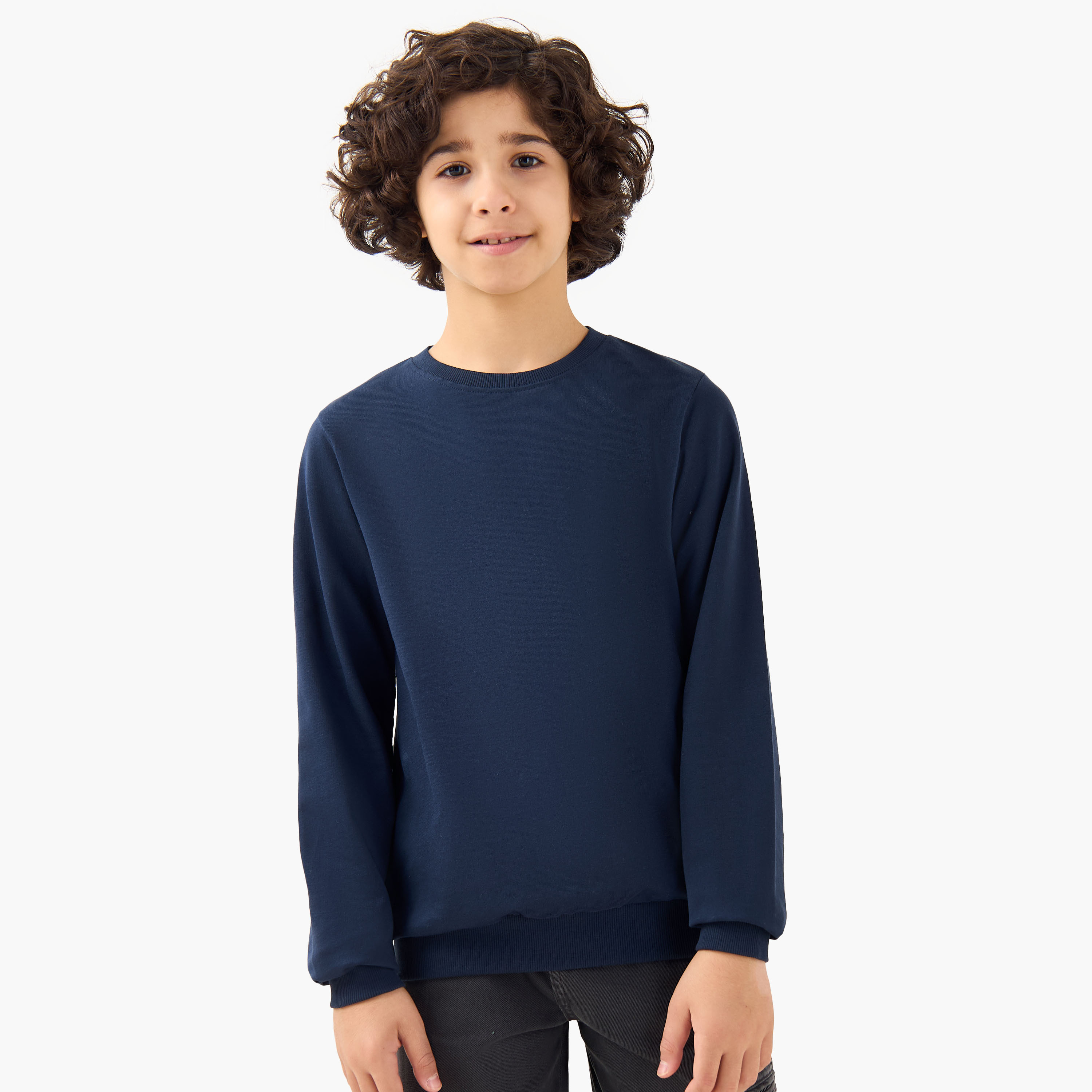 Juniors Solid Sweatshirt with Long Sleeves - Set of 3-boys-clothing-sweatshirts-image-2