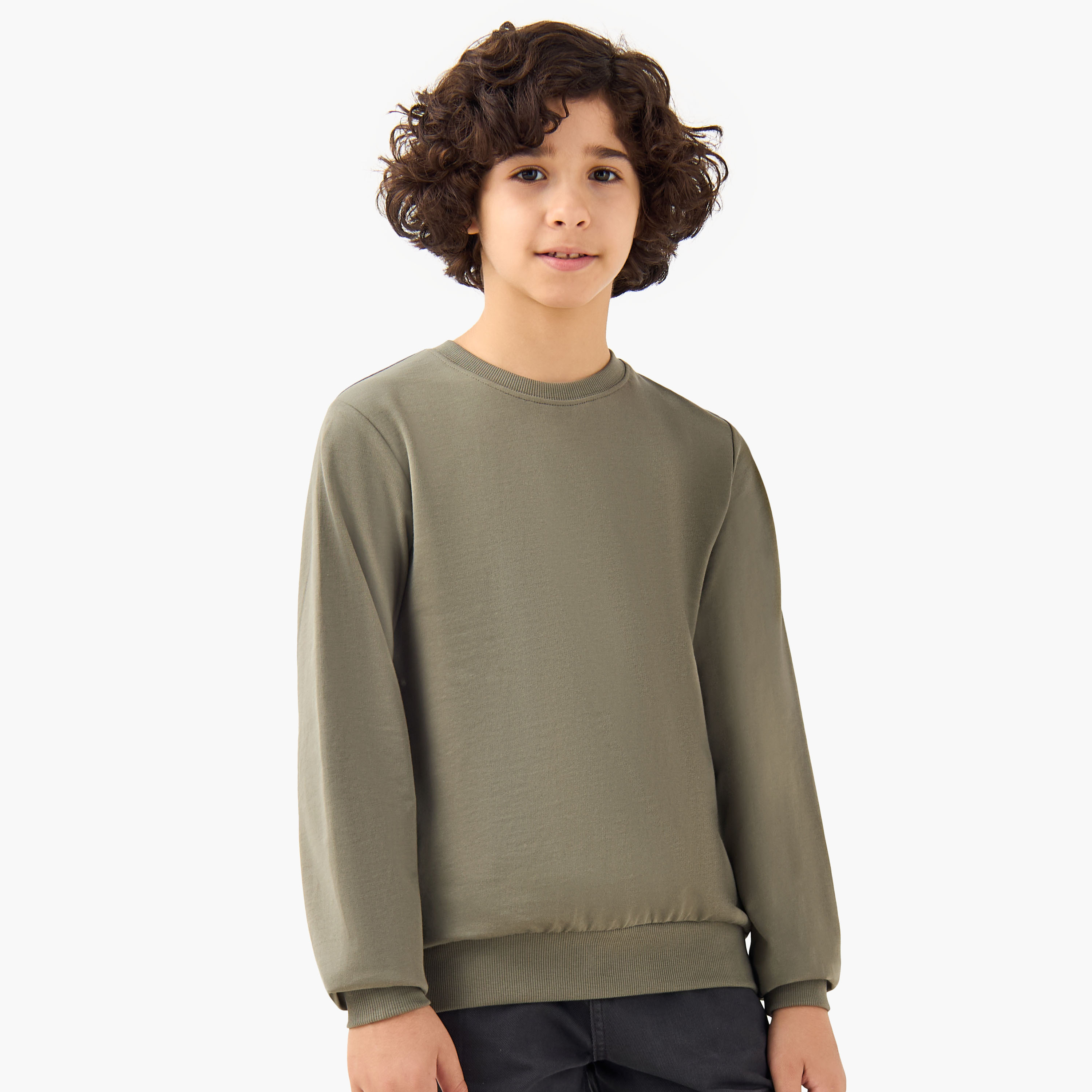 Juniors Solid Sweatshirt with Long Sleeves - Set of 3-boys-clothing-sweatshirts-image-3