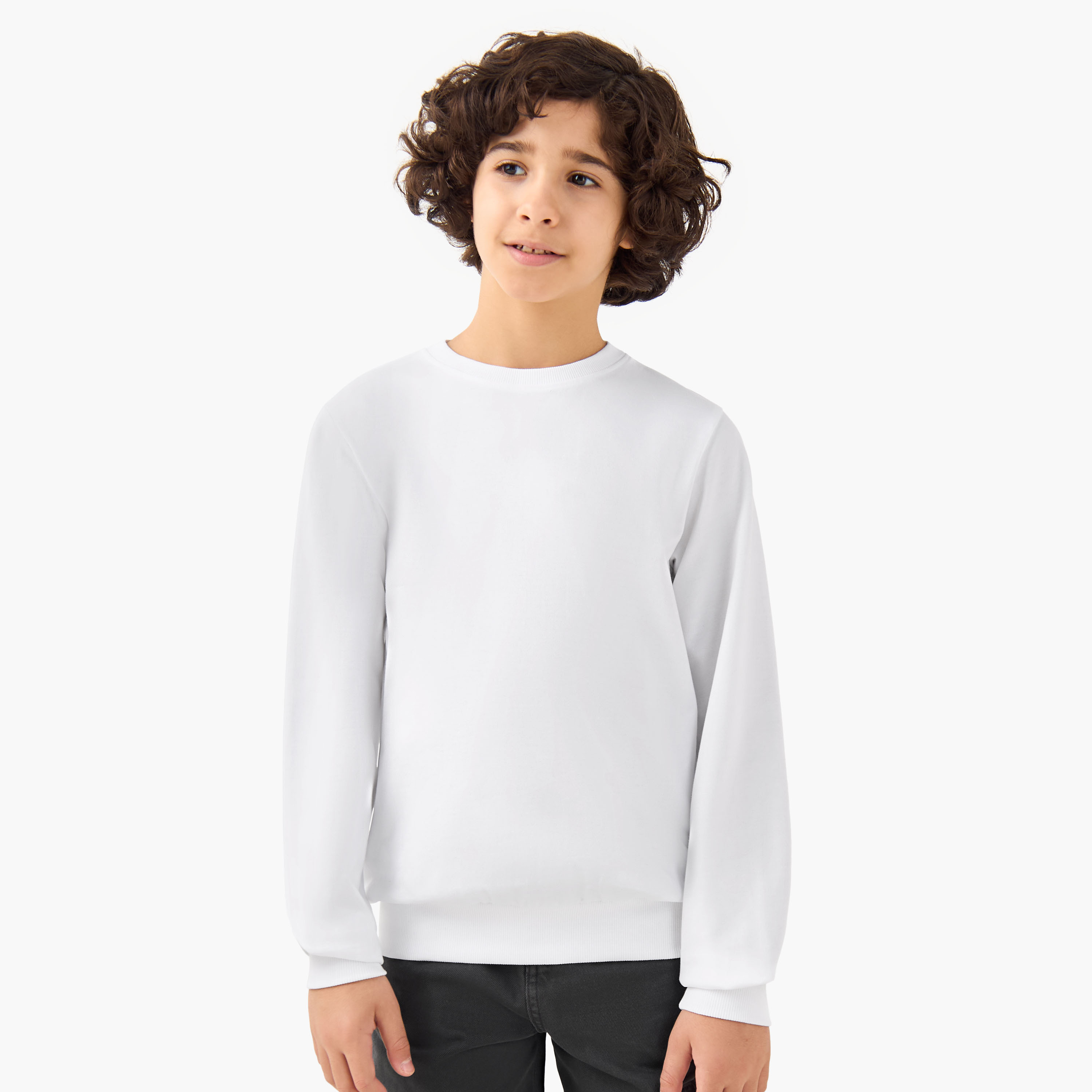 Juniors Solid Sweatshirt with Long Sleeves - Set of 3-boys-clothing-sweatshirts-image-4