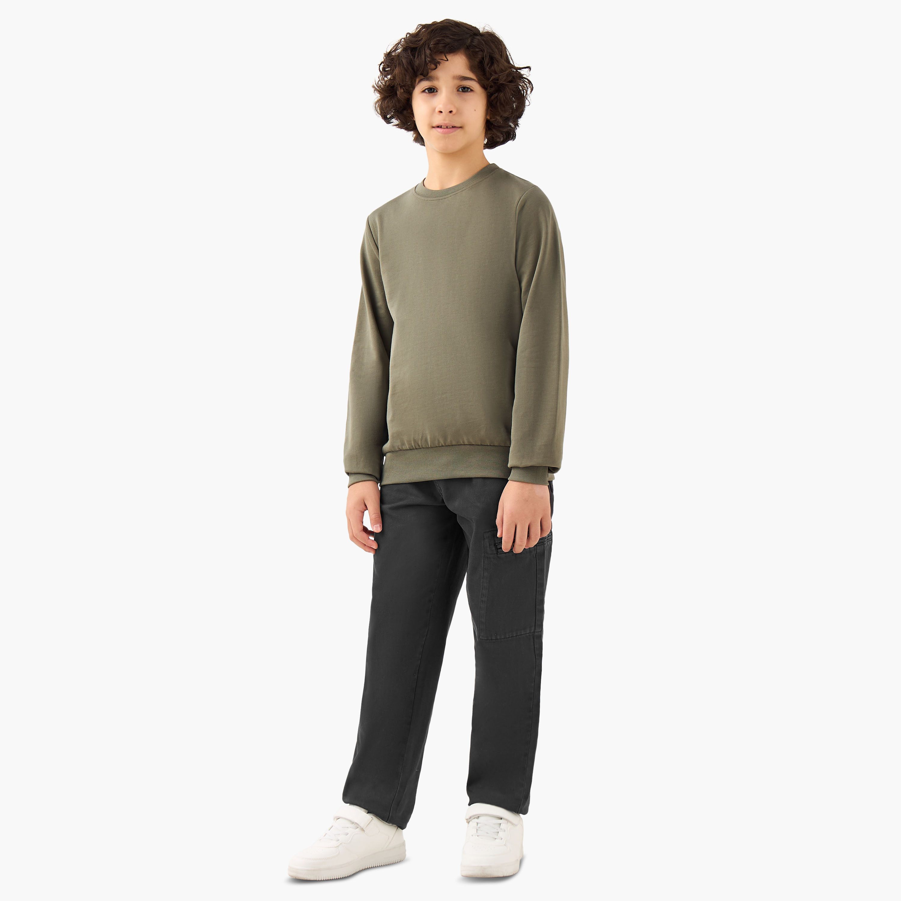 Juniors Solid Sweatshirt with Long Sleeves - Set of 3-boys-clothing-sweatshirts-image-8