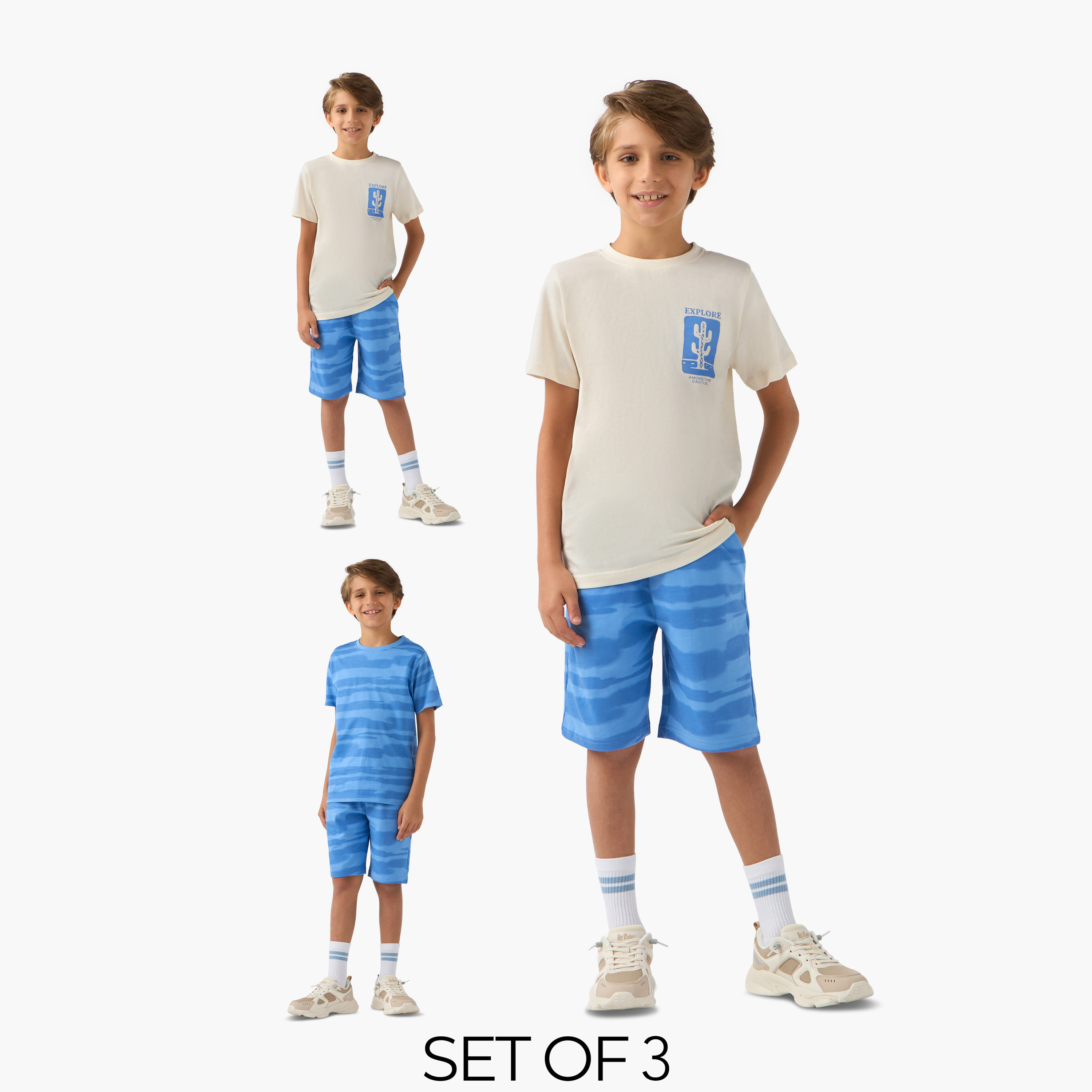 Juniors 3-Piece Printed T-shirts and Shorts Set-boys-clothing-setsandcoords-image-1