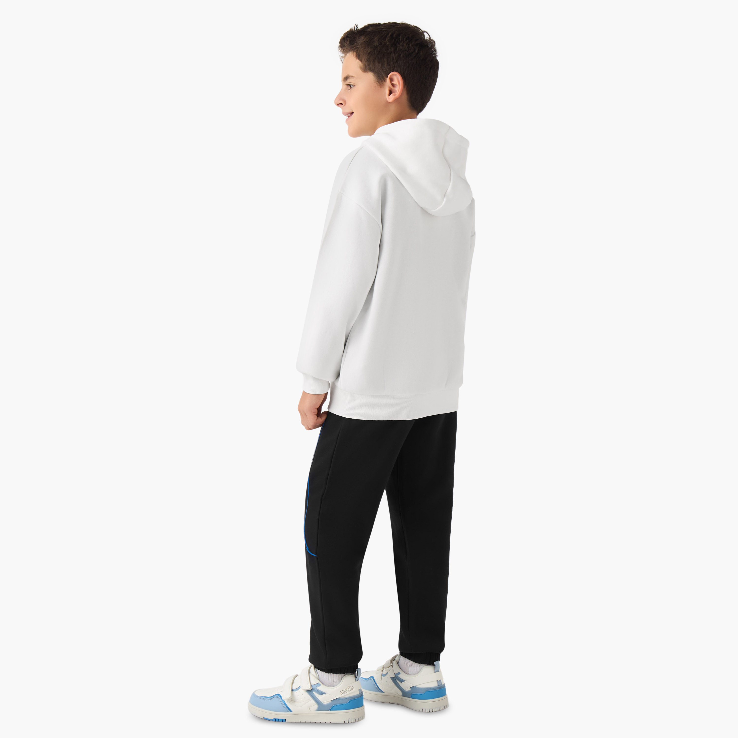 Juniors Boys Sweatshirt and Joggers Set with Text Print - Cotton - Long Sleeves - Hood-boys-clothing-setsandcoords-image-3