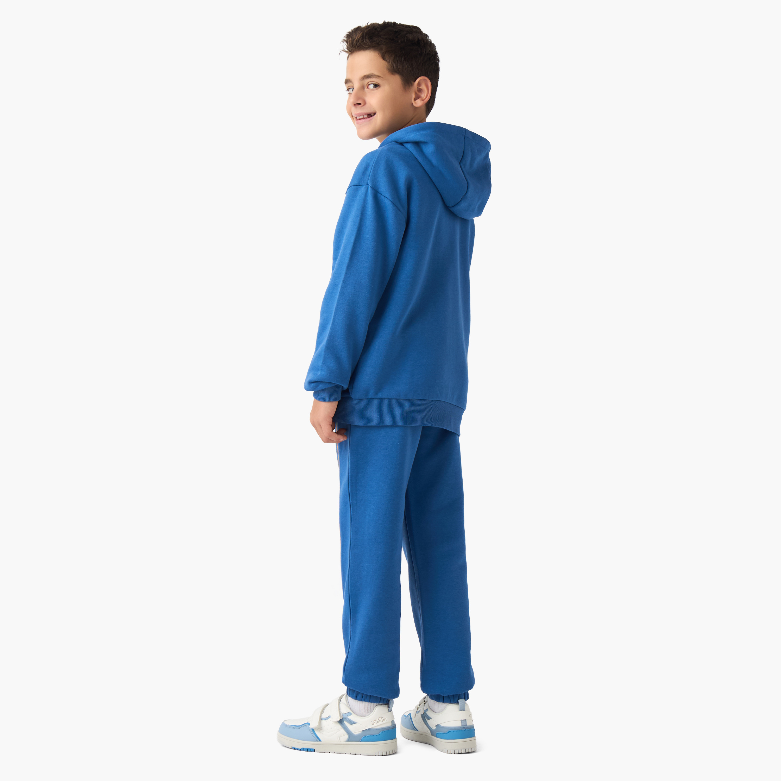Juniors Boys Sweatshirt and Joggers Set with Text Print - Cotton - Long Sleeves - Hood-boys-clothing-setsandcoords-image-4