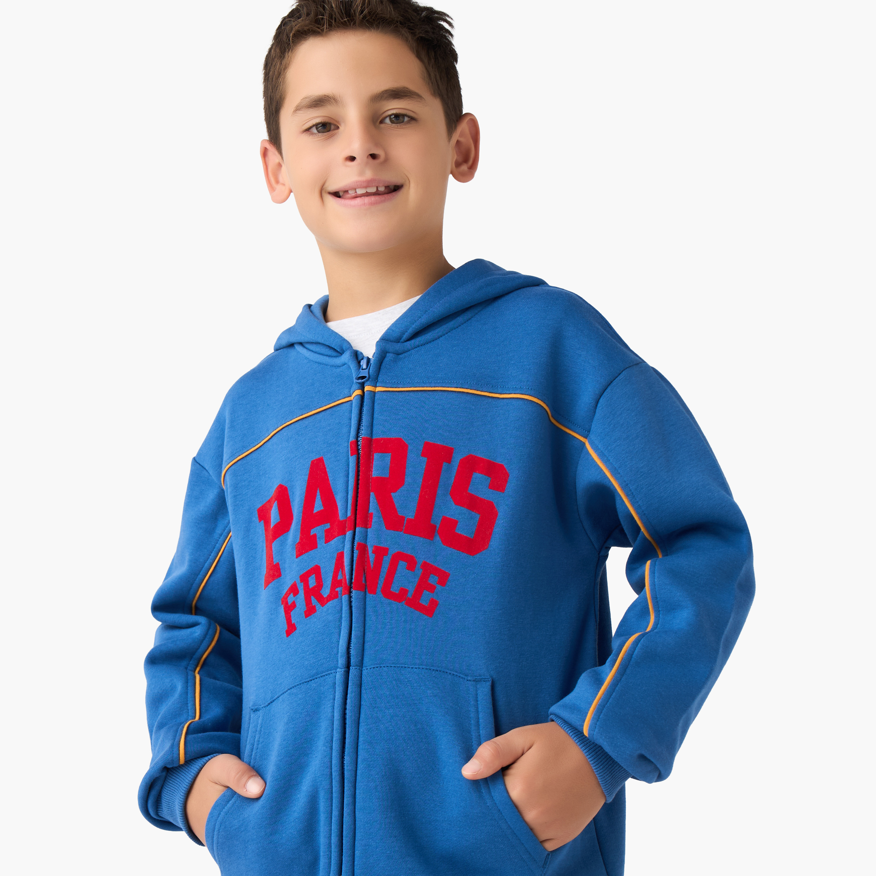 Juniors Boys Sweatshirt and Joggers Set with Text Print - Cotton - Long Sleeves - Hood-boys-clothing-setsandcoords-image-5