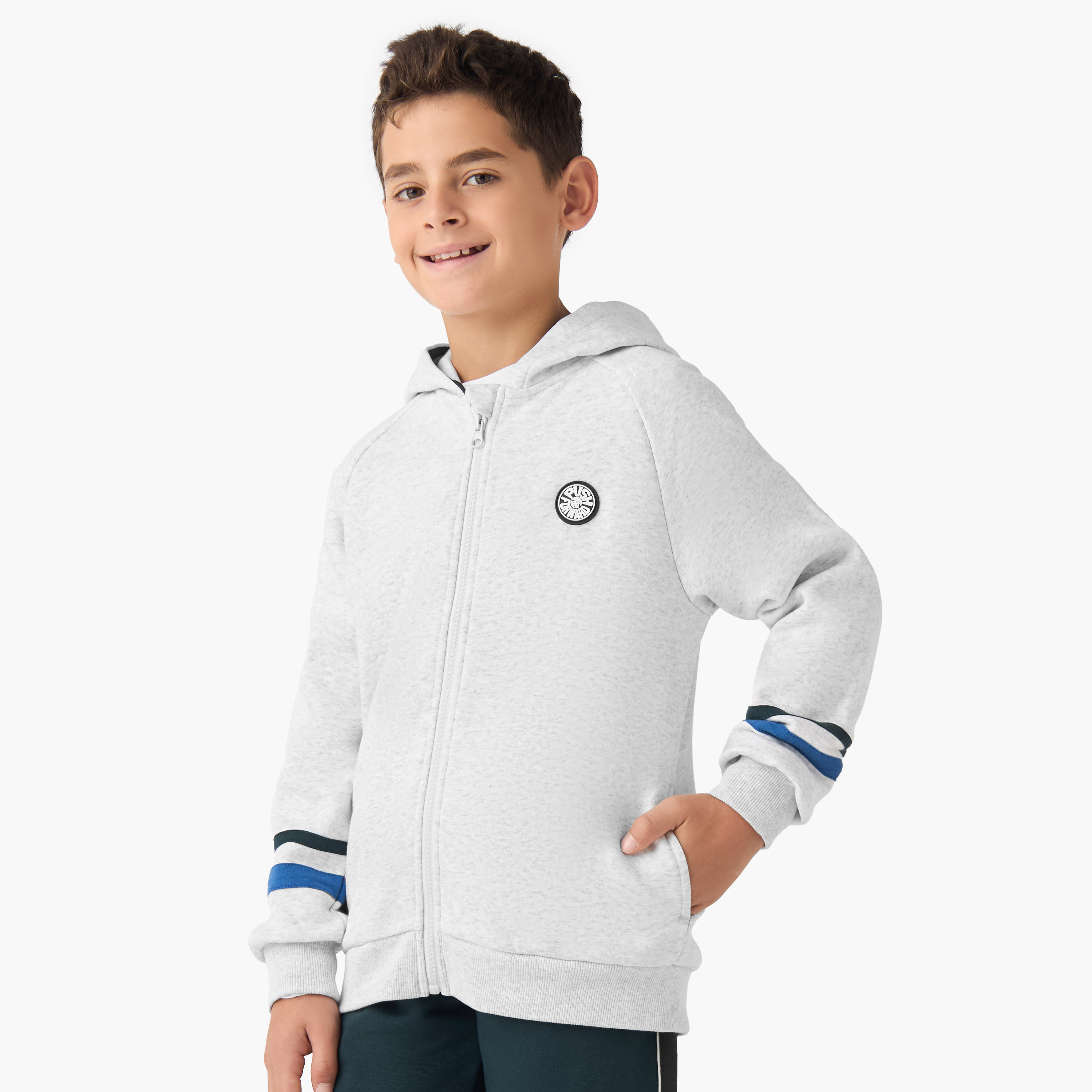 Juniors Boys Sweatshirt and Track Pants Set with Stripes - Cotton - Long Sleeves - Hood-boys-clothing-setsandcoords-image-2