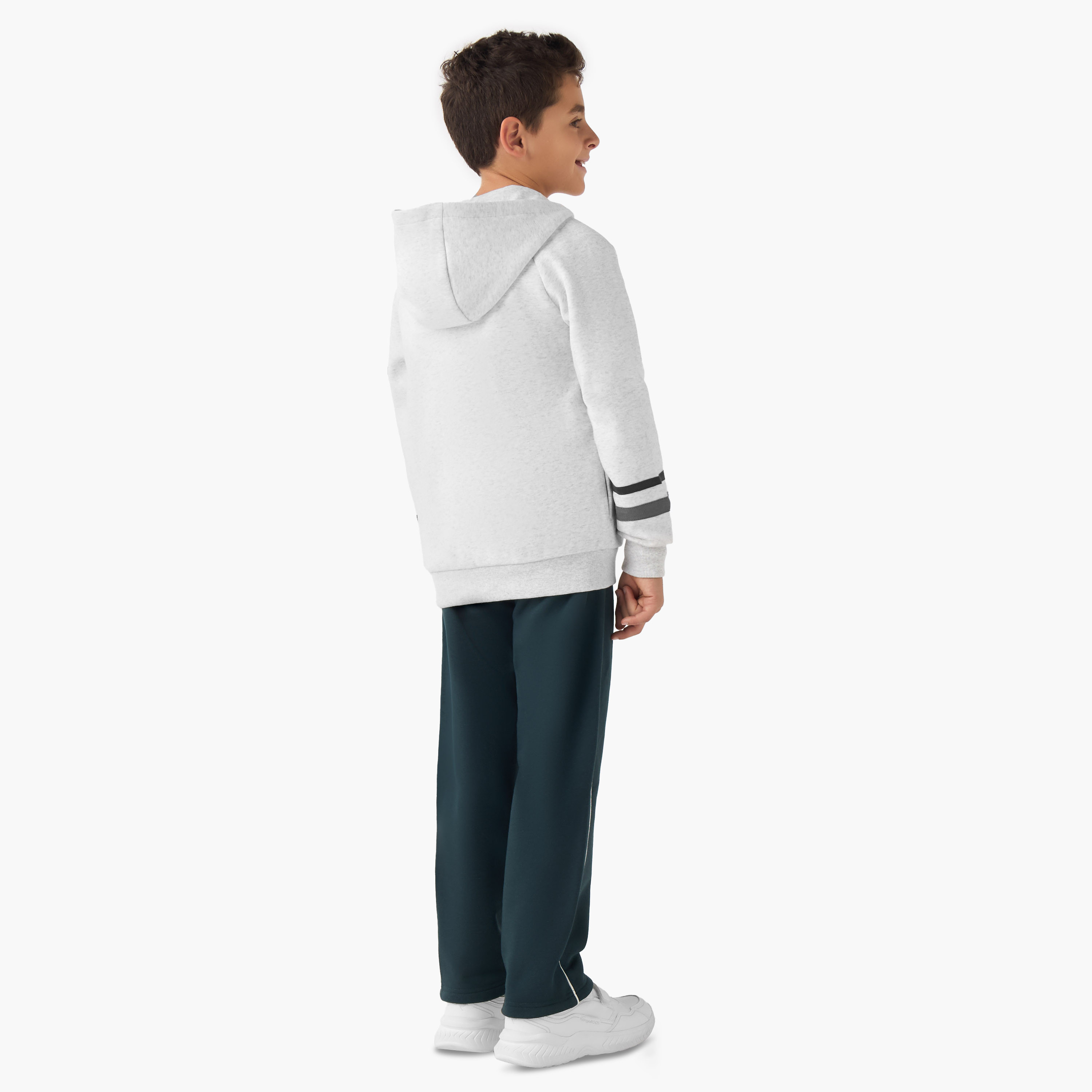 Juniors Boys Sweatshirt and Track Pants Set with Stripes - Cotton - Long Sleeves - Hood-boys-clothing-setsandcoords-image-4