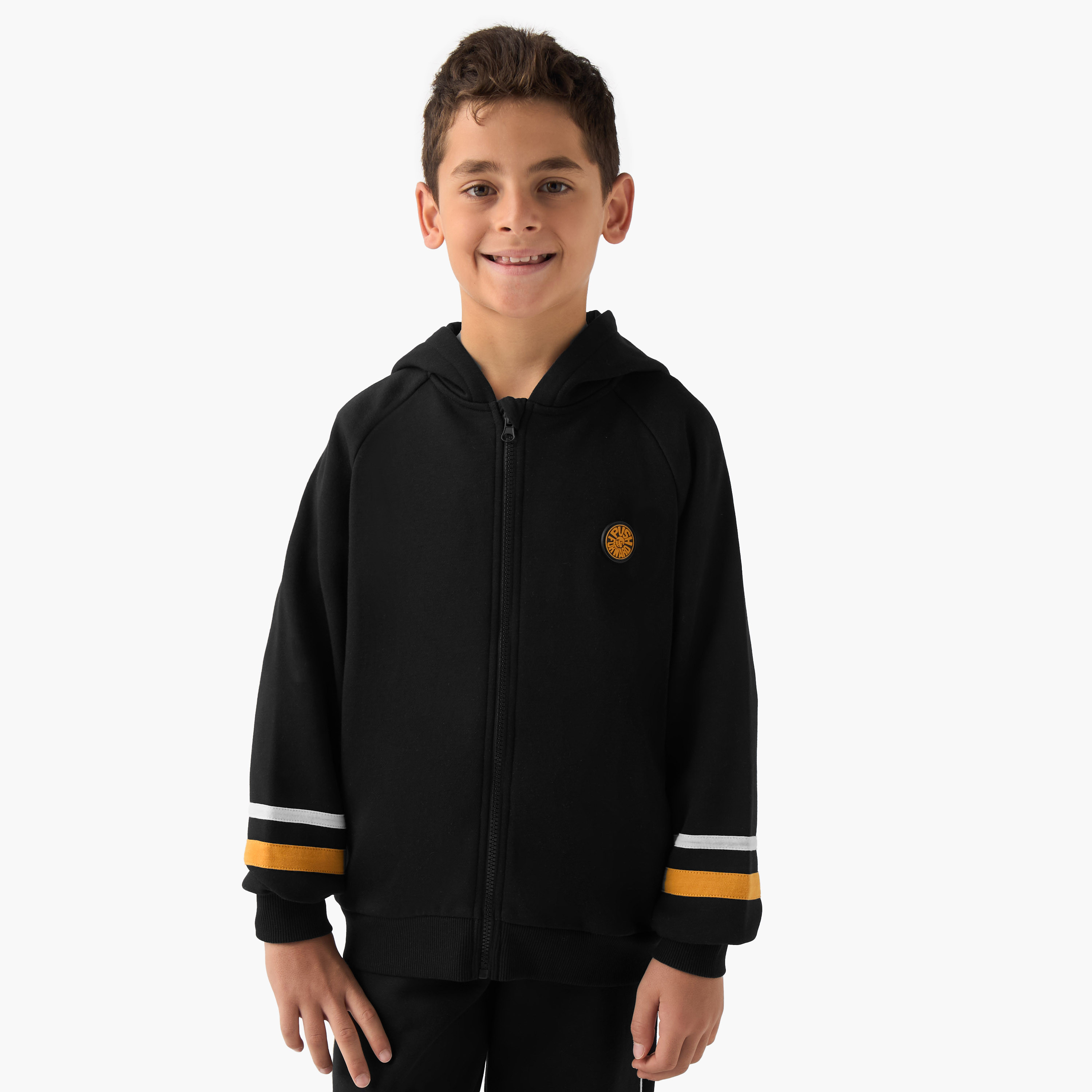 Juniors Boys Sweatshirt and Track Pants Set with Stripes - Cotton - Long Sleeves - Hood-boys-clothing-setsandcoords-image-2