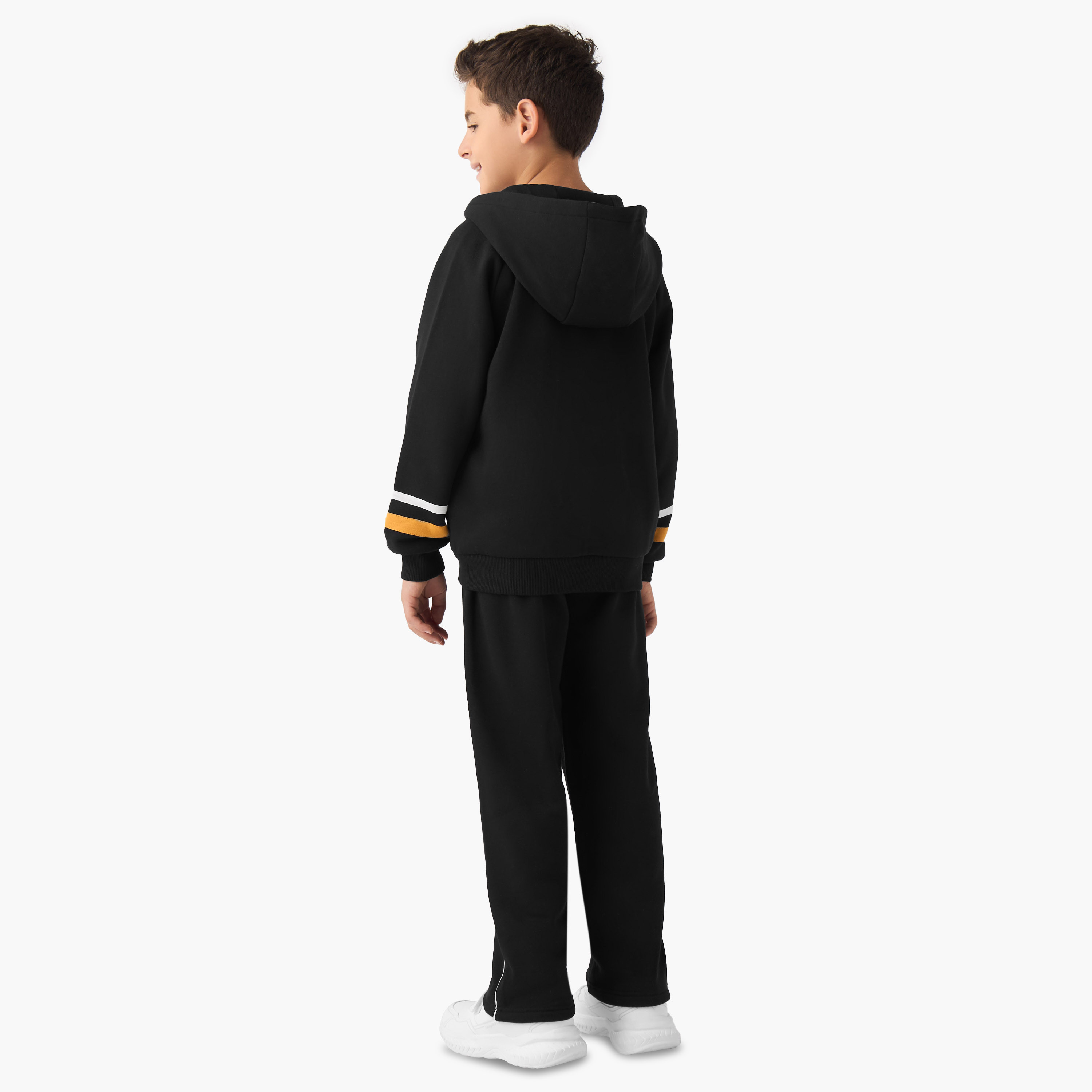 Juniors Boys Sweatshirt and Track Pants Set with Stripes - Cotton - Long Sleeves - Hood-boys-clothing-setsandcoords-image-4