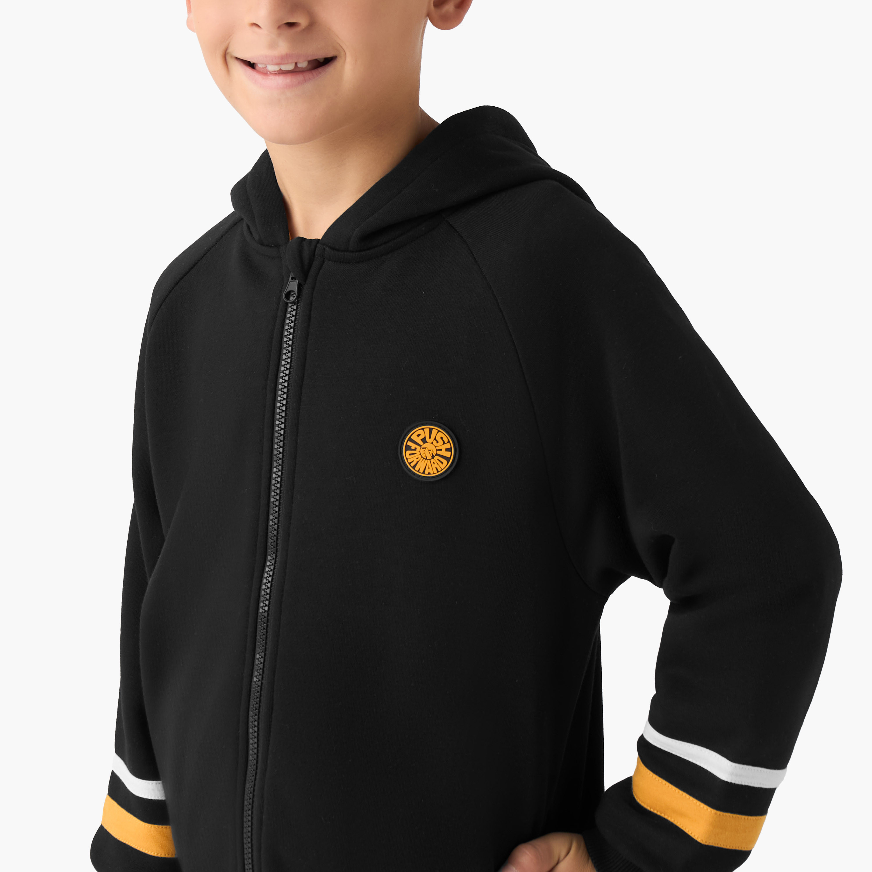 Juniors Boys Sweatshirt and Track Pants Set with Stripes - Cotton - Long Sleeves - Hood-boys-clothing-setsandcoords-image-5
