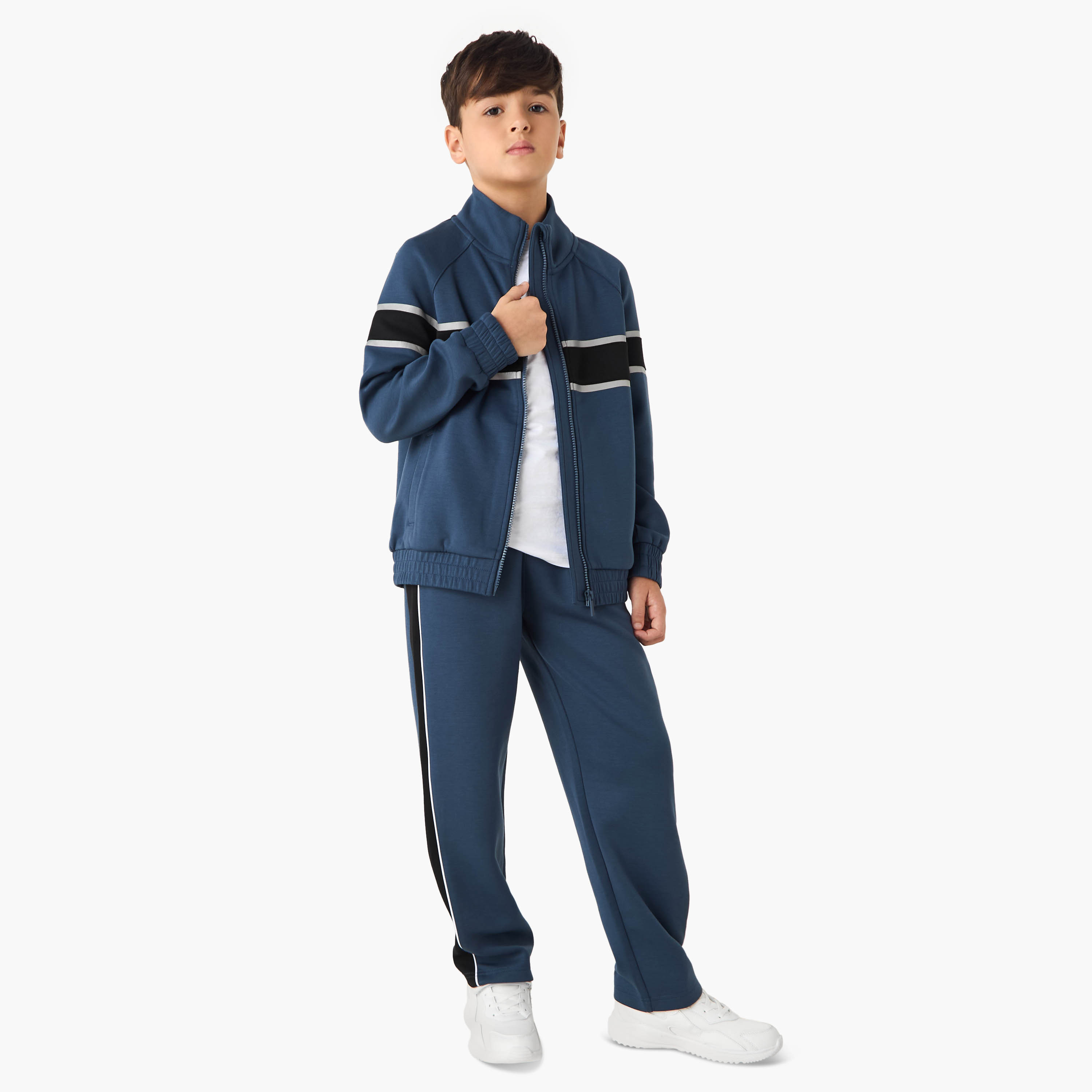Juniors Panelled Zip Through Jacket and Track Pants Set-boys-clothing-setsandcoords-image-1