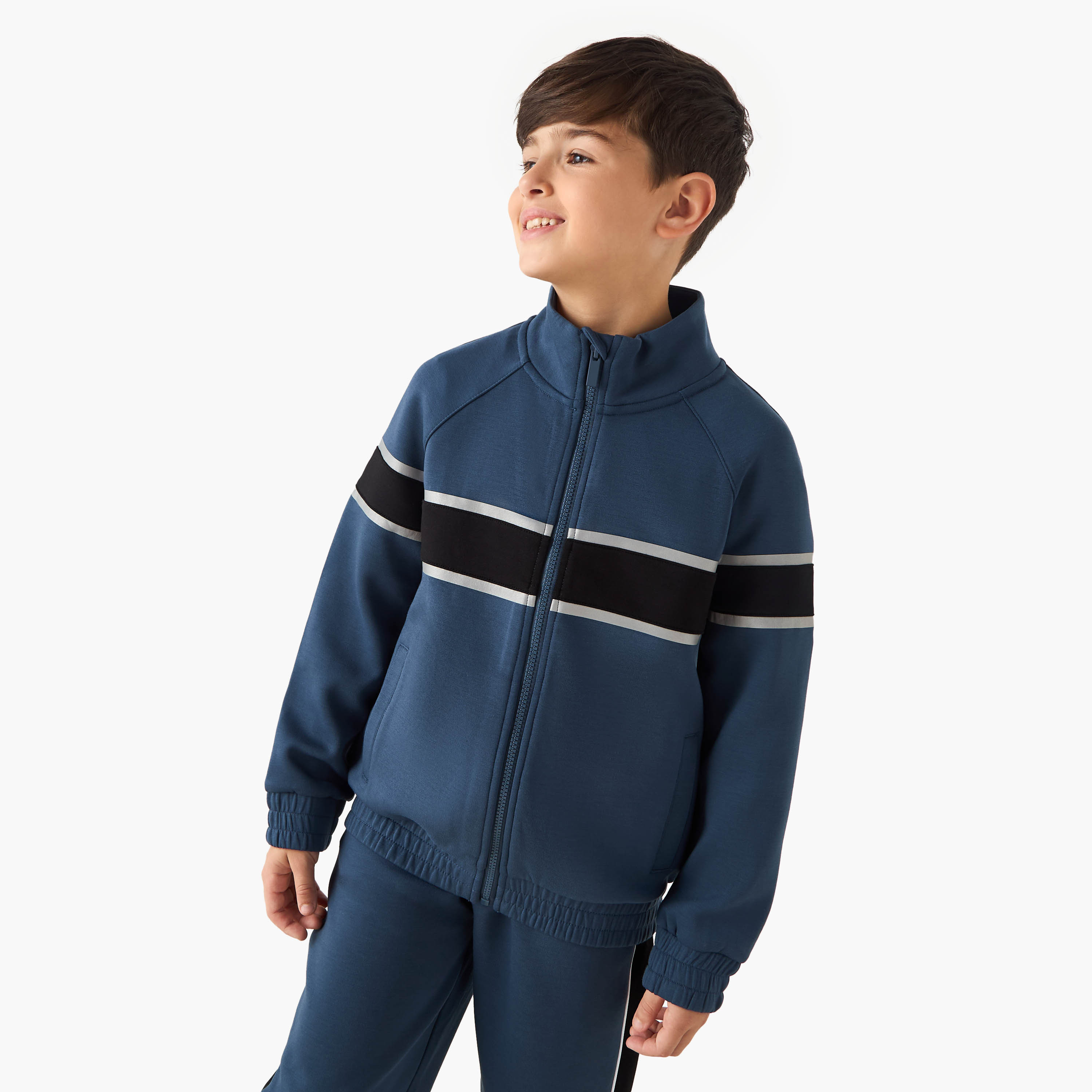 Juniors Panelled Zip Through Jacket and Track Pants Set-boys-clothing-setsandcoords-image-2