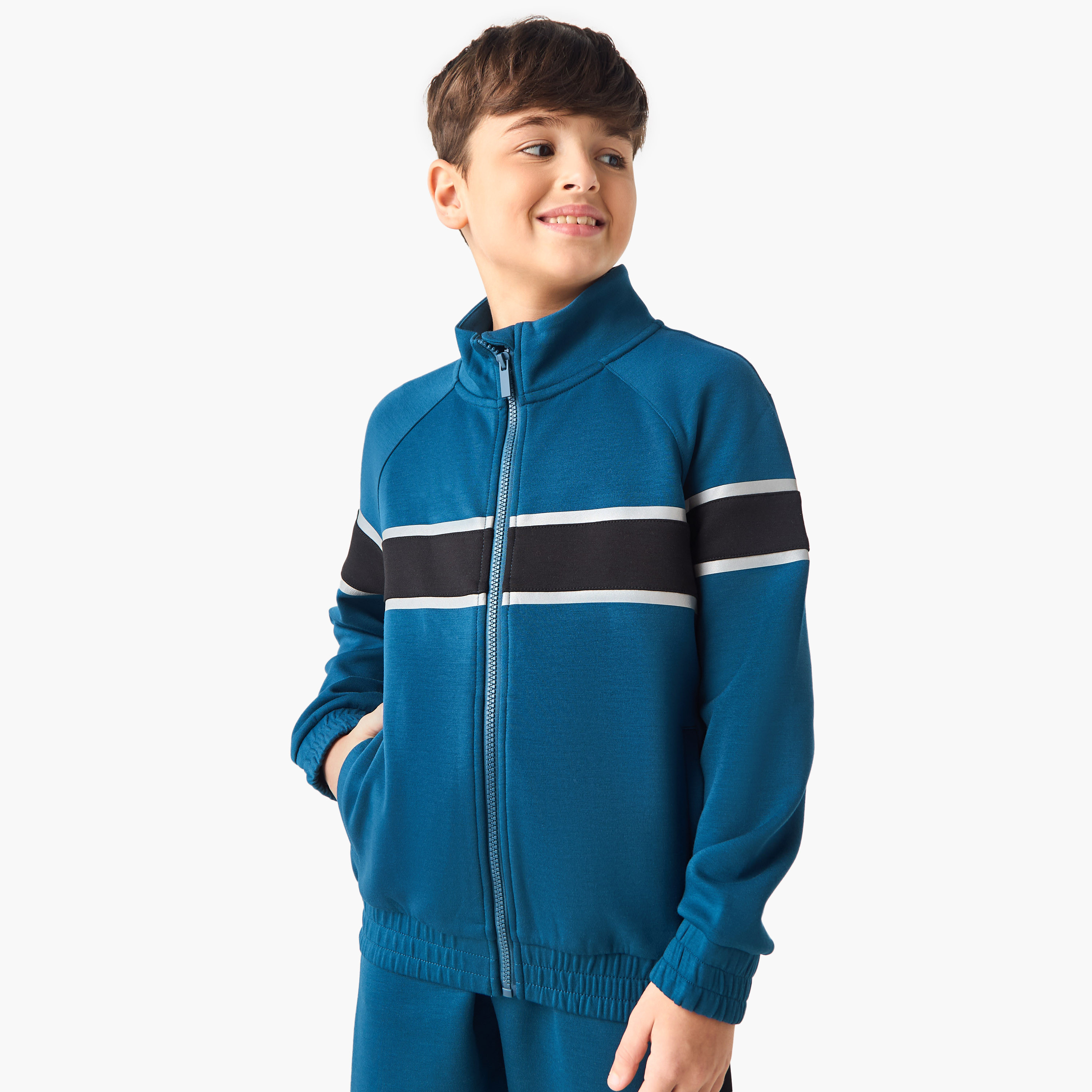 Juniors Panelled Jacket and Track Pants Set-boys-clothing-setsandcoords-image-2