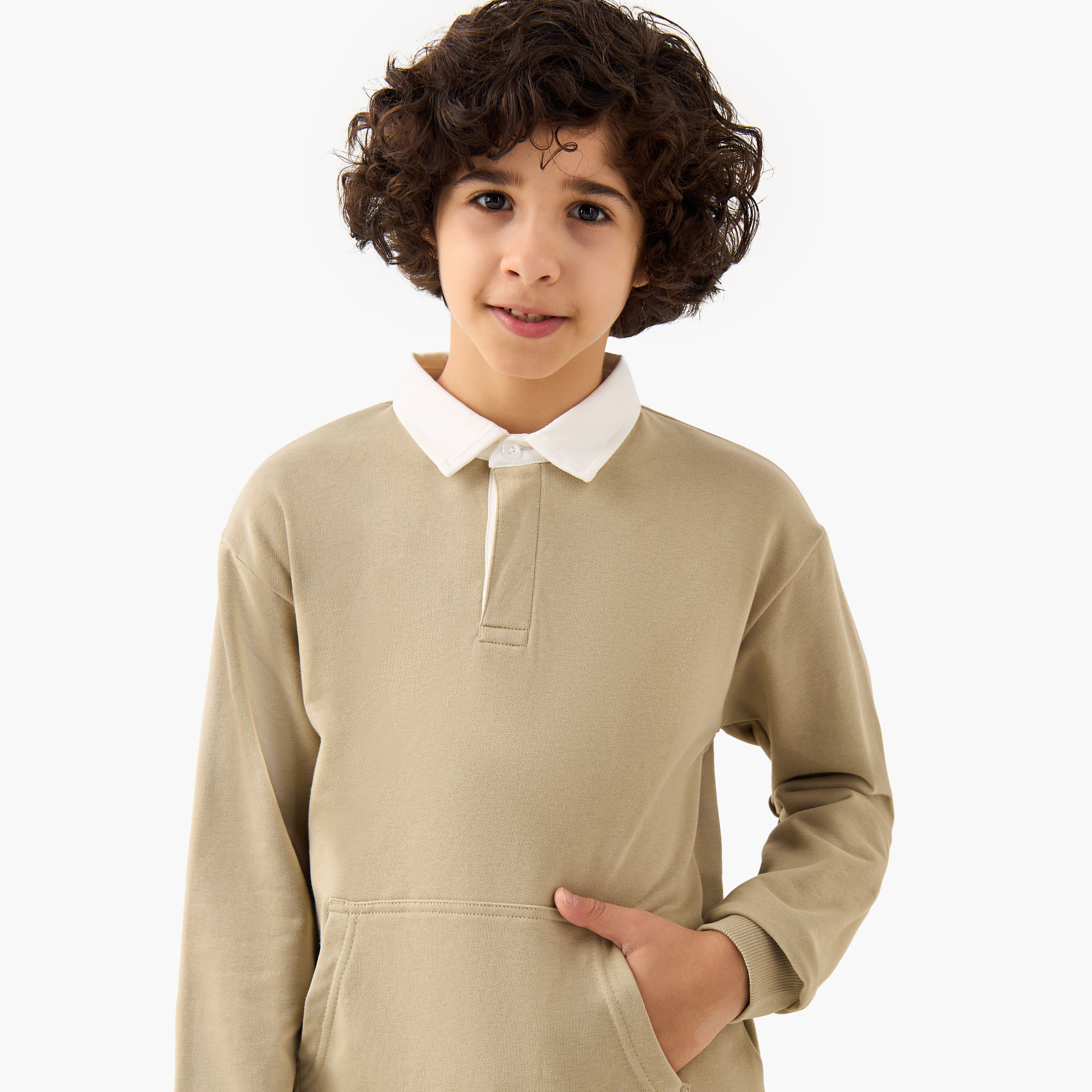 طقم سويت شيرت وبنطلون رياضي أولاد بأكمام طويلة وياقة مع جيب الكنغر من جونيورز-boys-clothing-setsandcoords-image-5