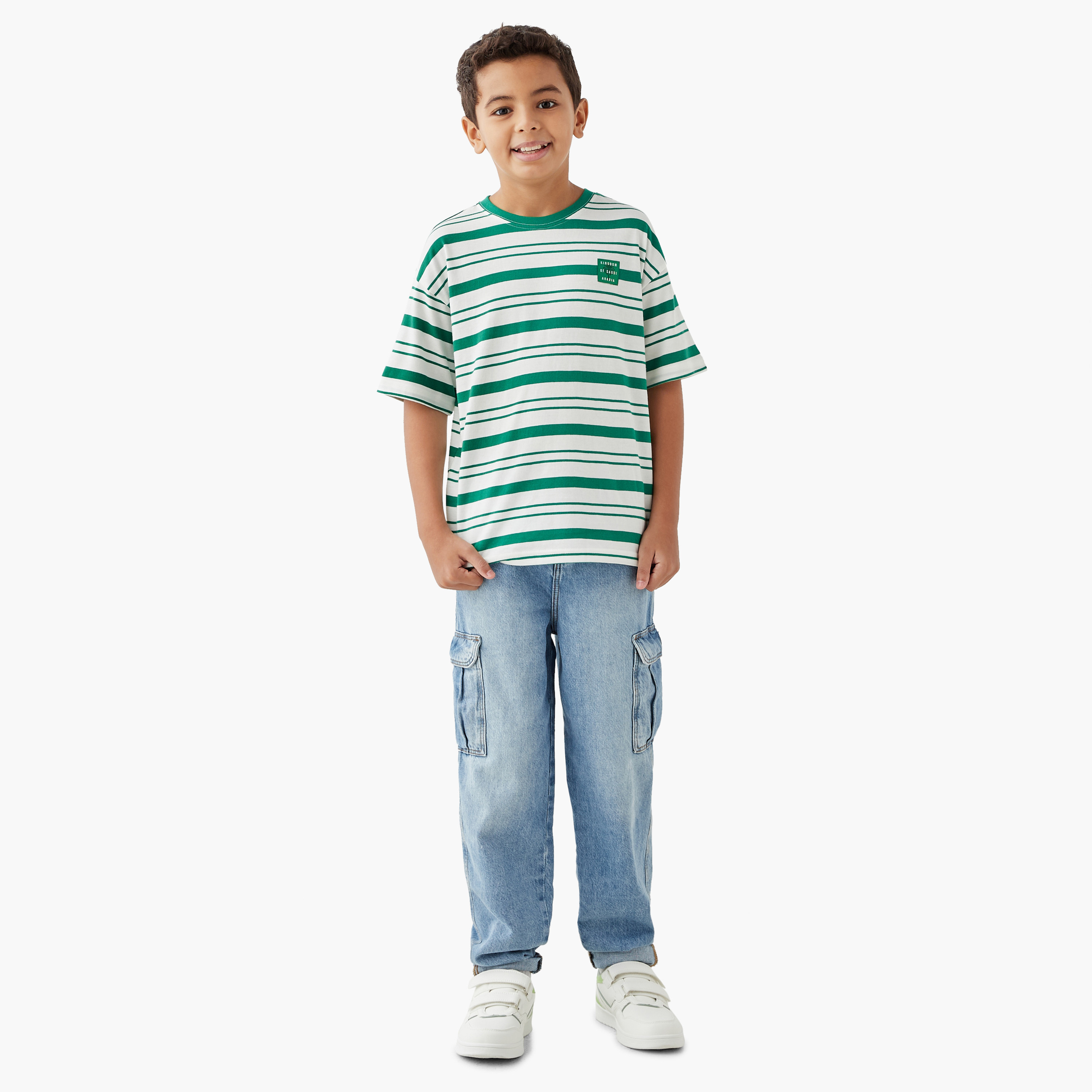 Juniors KSA National Day Print T-shirt with Short Sleeves-boys-clothing-tshirtsandpolos-image-2