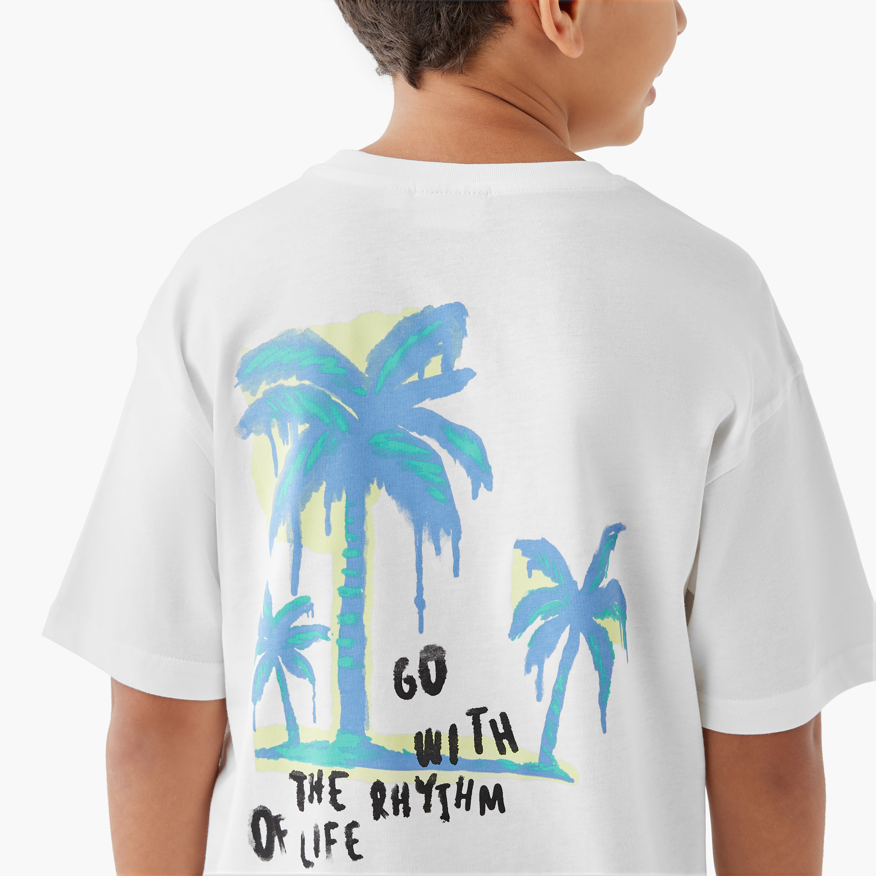 Juniors Slogan Print T-shirt with Short Sleeves-boys-clothing-tshirtsandpolos-image-4