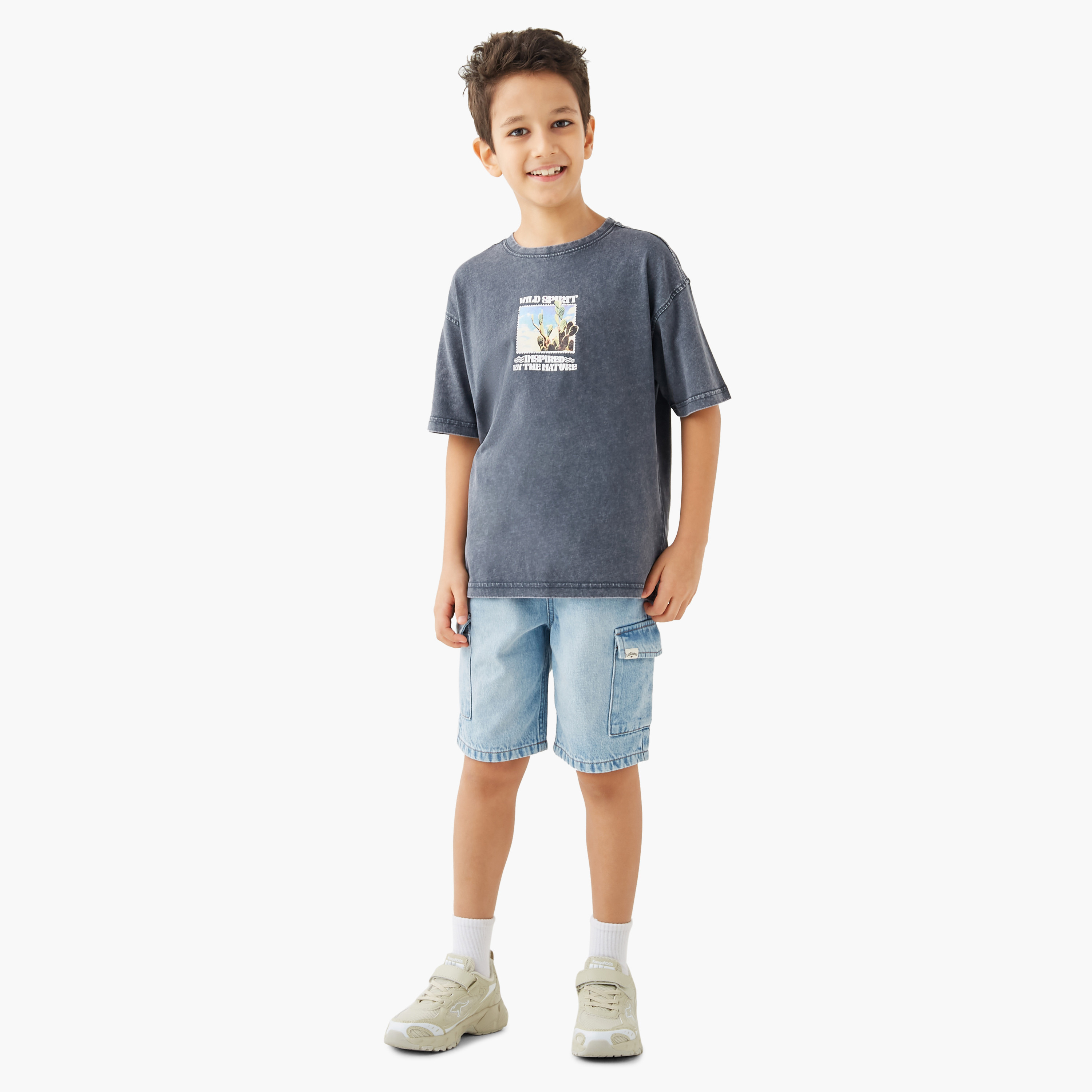 Juniors Graphic Print T-shirt with Short Sleeves-boys-clothing-tshirtsandpolos-image-2