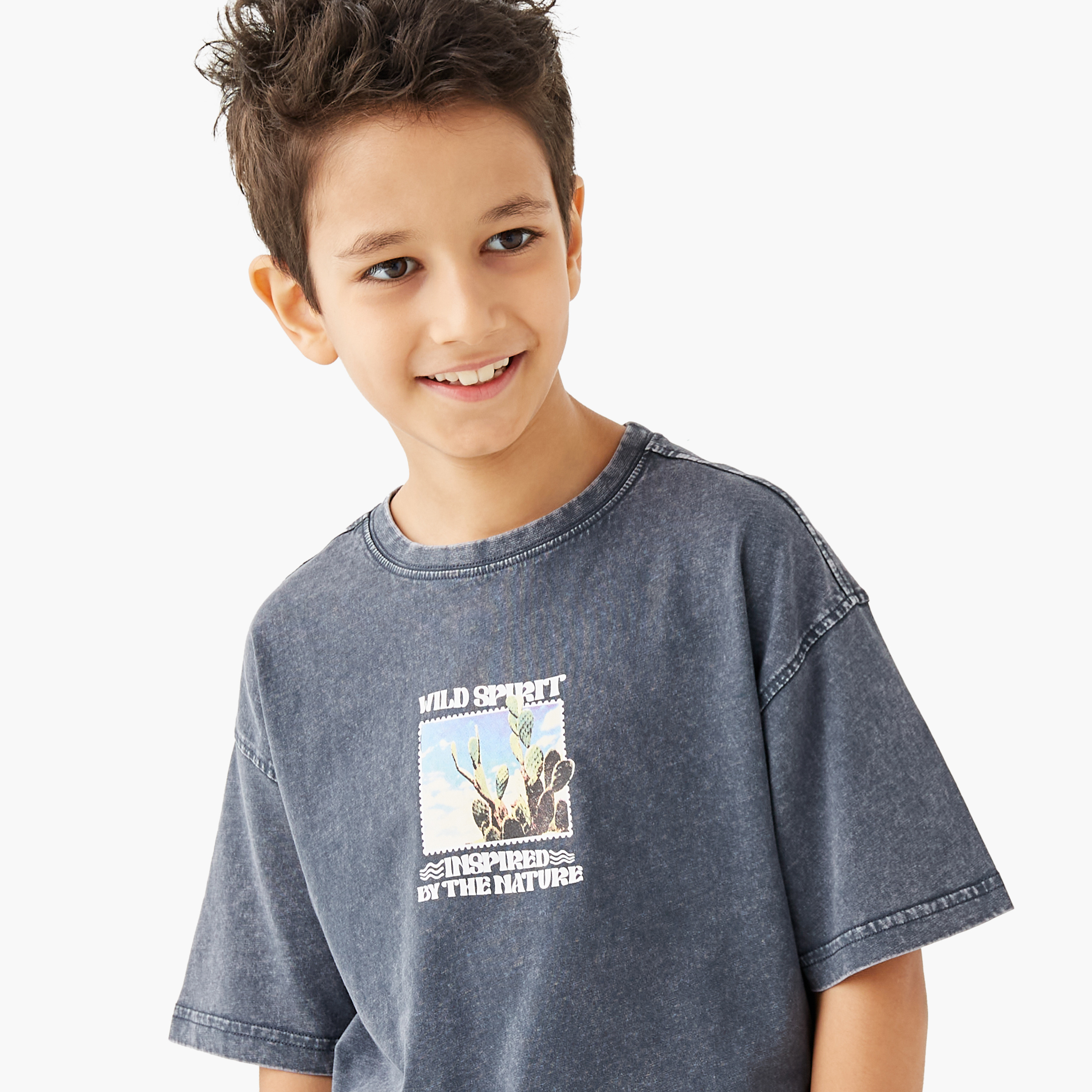 Juniors Graphic Print T-shirt with Short Sleeves-boys-clothing-tshirtsandpolos-image-4
