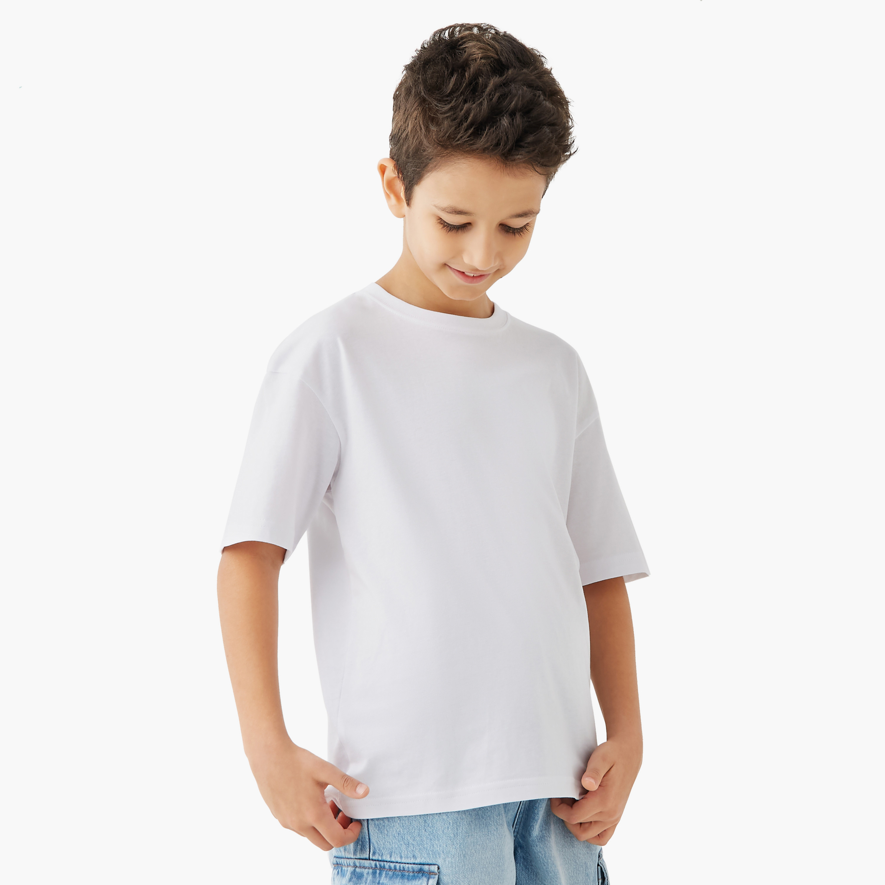 Juniors Solid T-shirt with Short Sleeves-boys-clothing-tshirtsandpolos-image-1