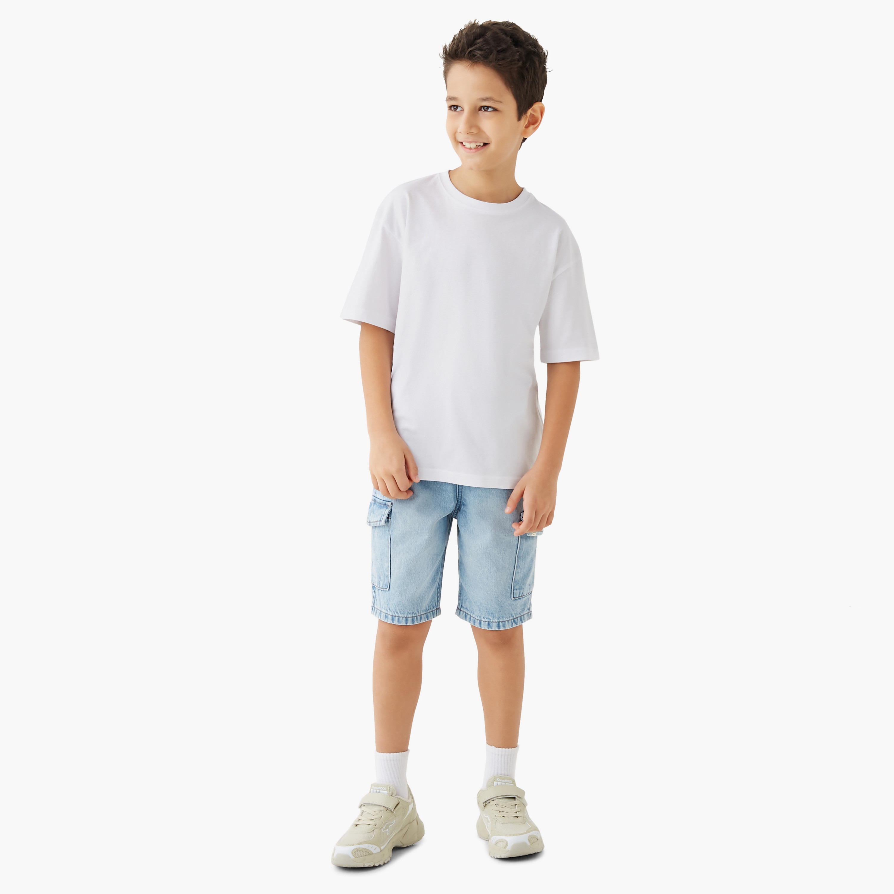 Juniors Solid T-shirt with Short Sleeves-boys-clothing-tshirtsandpolos-image-2