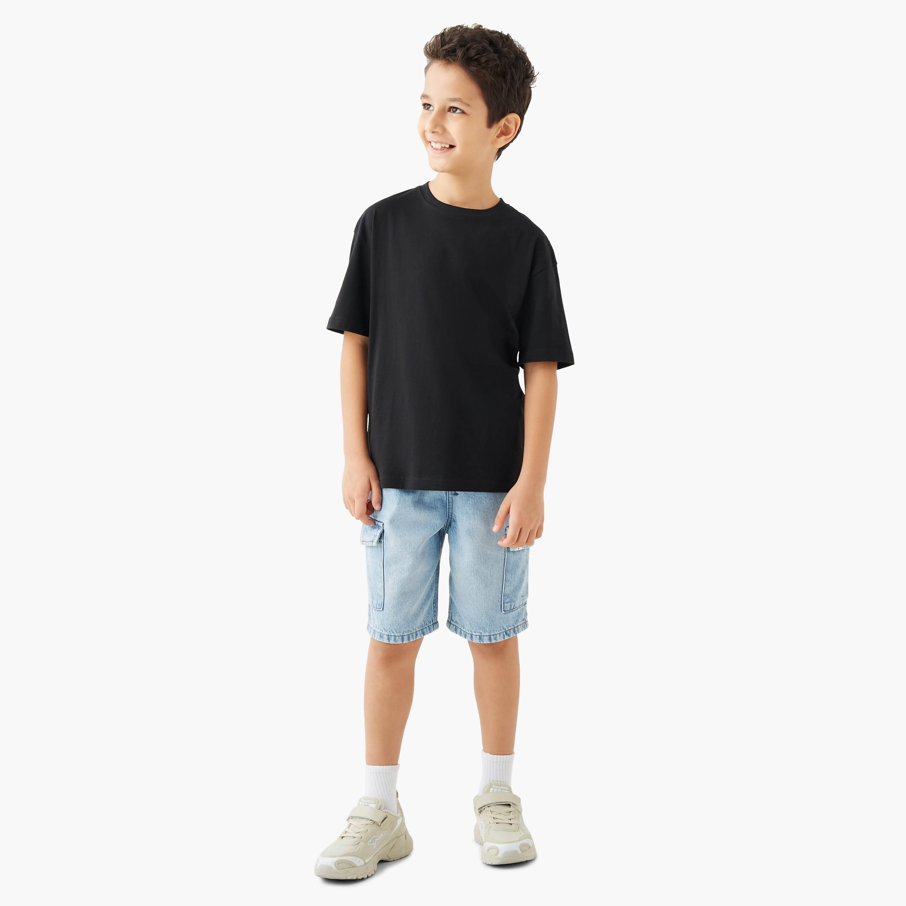 Juniors Solid T-shirt with Short Sleeves-boys-clothing-tshirtsandpolos-image-2
