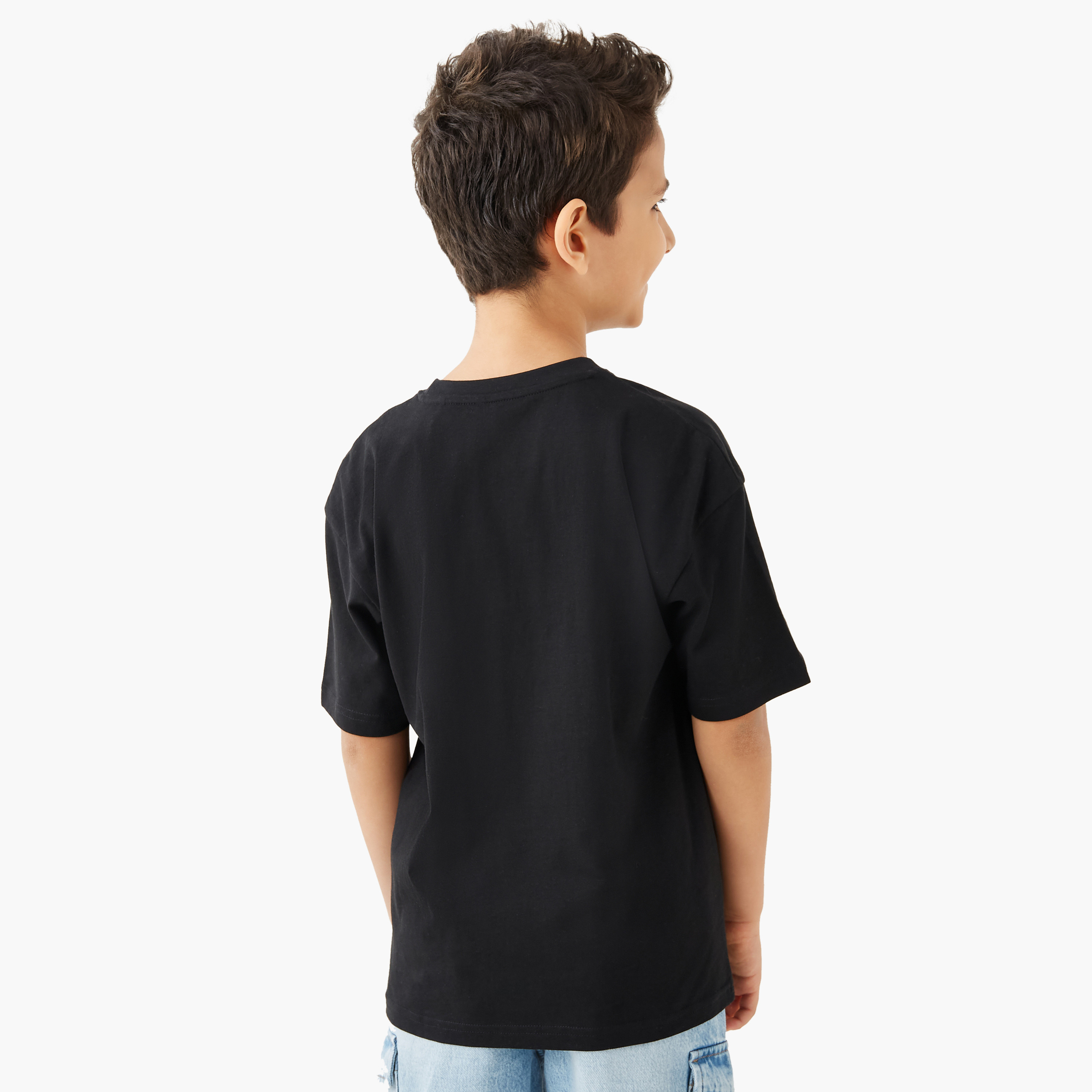 Juniors Solid T-shirt with Short Sleeves-boys-clothing-tshirtsandpolos-image-3