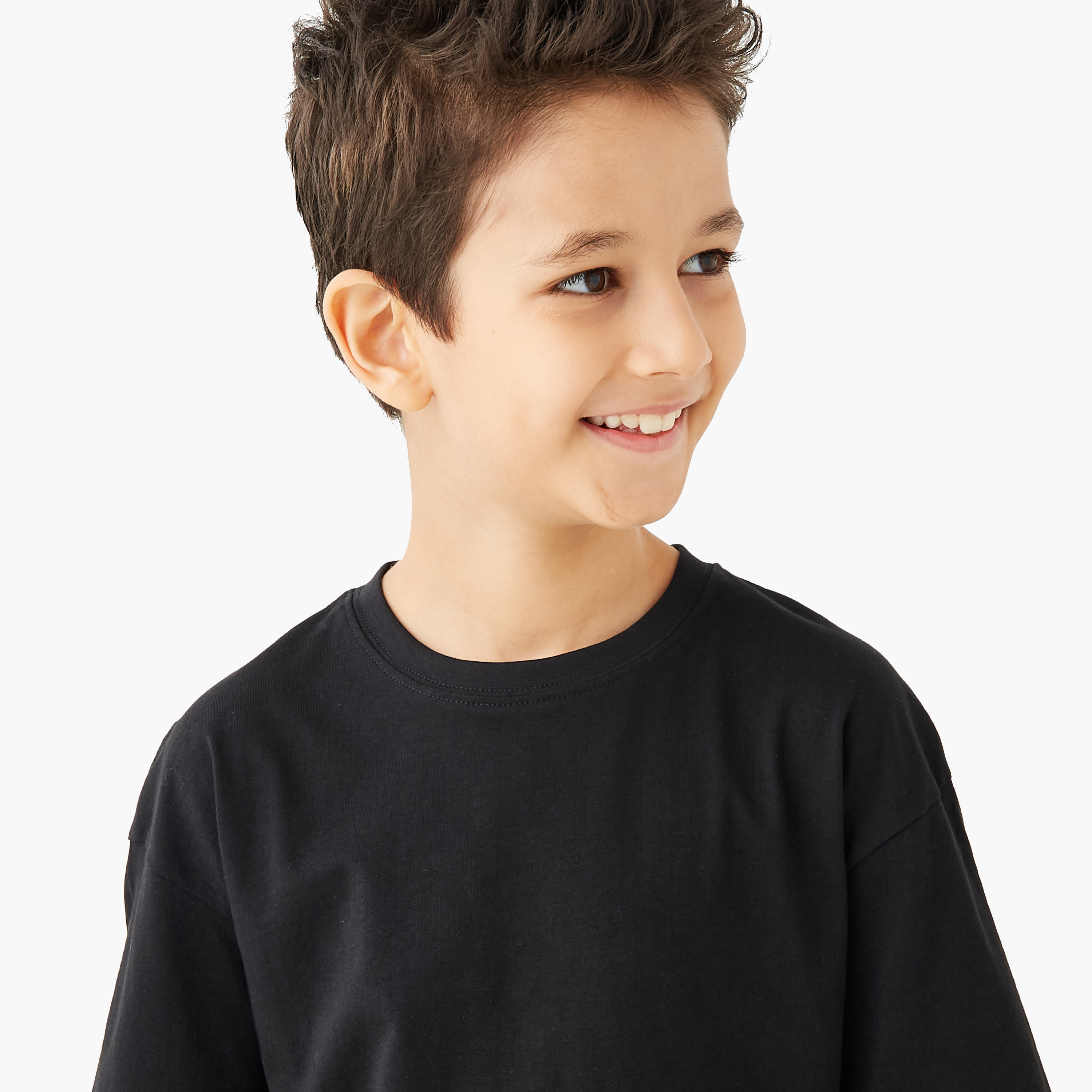 Juniors Solid T-shirt with Short Sleeves-boys-clothing-tshirtsandpolos-image-4