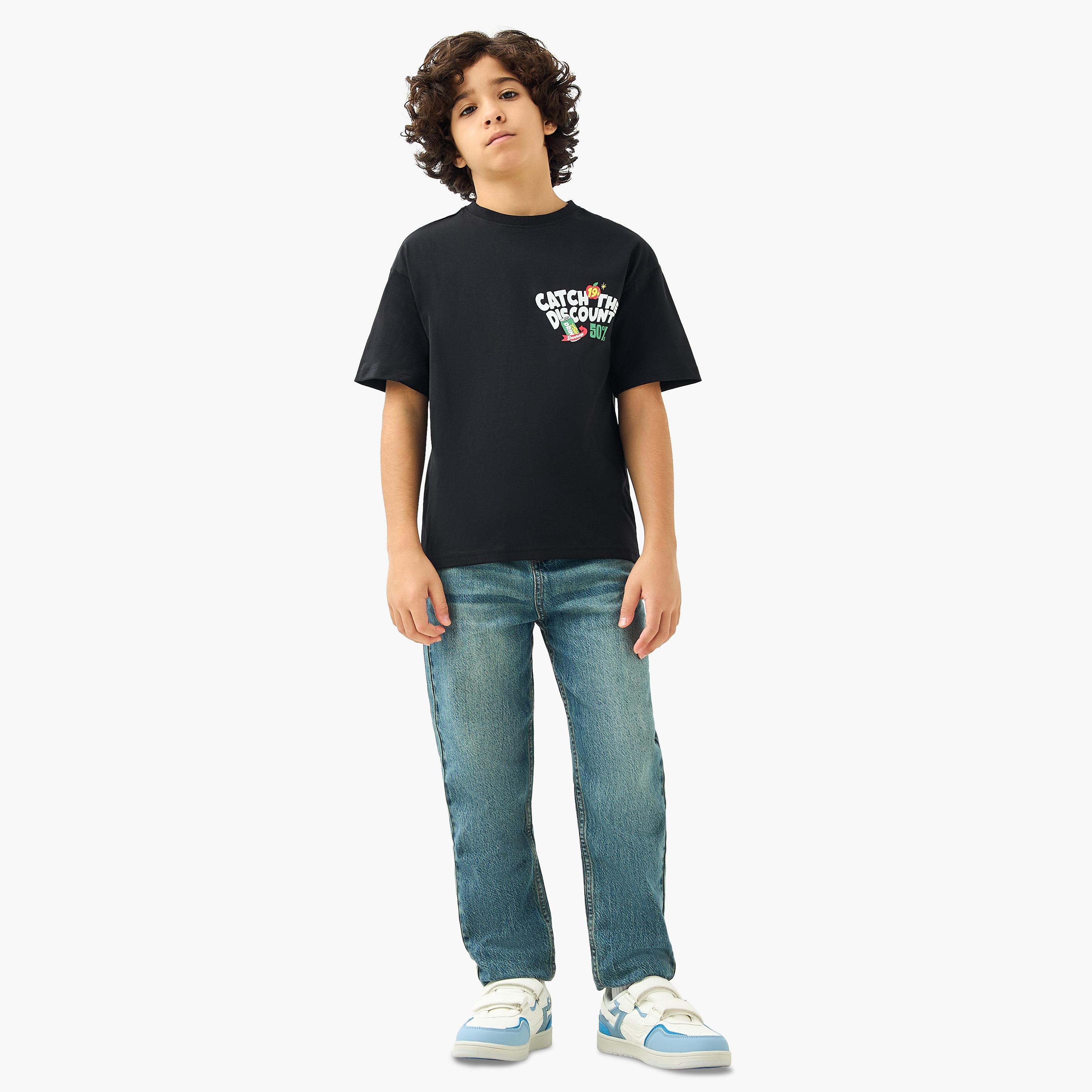 Juniors Graphic Print T-Shirt with Short Sleeves-boys-clothing-tshirtsandpolos-image-2