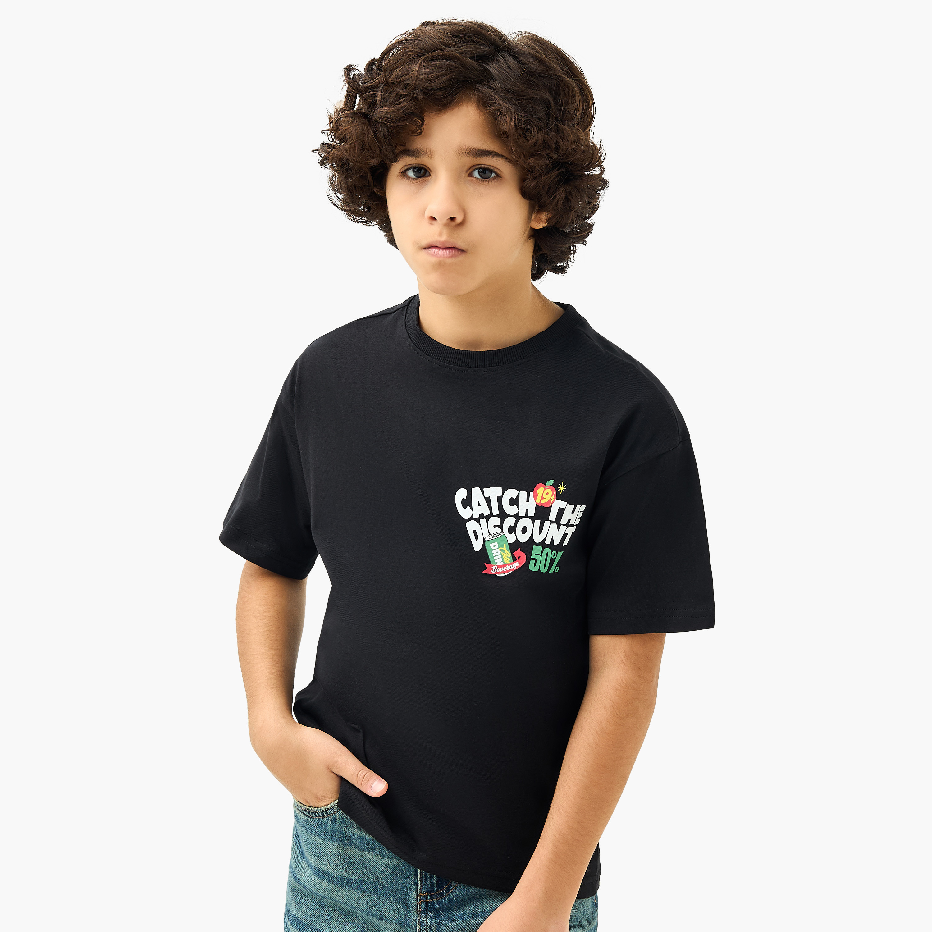 Juniors Graphic Print T-Shirt with Short Sleeves-boys-clothing-tshirtsandpolos-image-3
