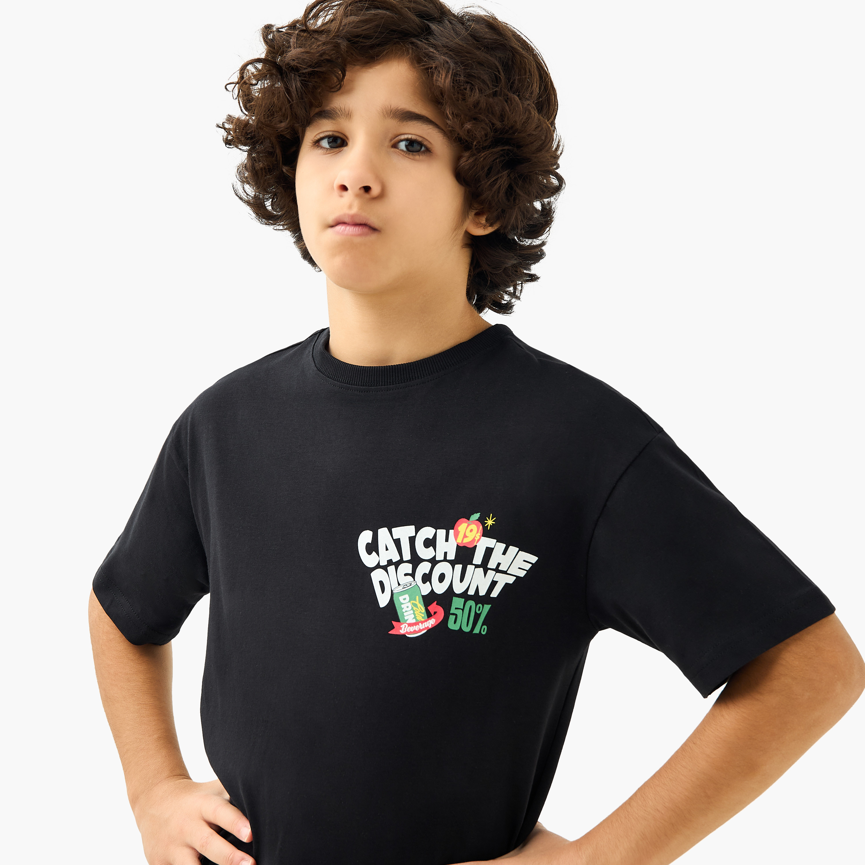 Juniors Graphic Print T-Shirt with Short Sleeves-boys-clothing-tshirtsandpolos-image-4
